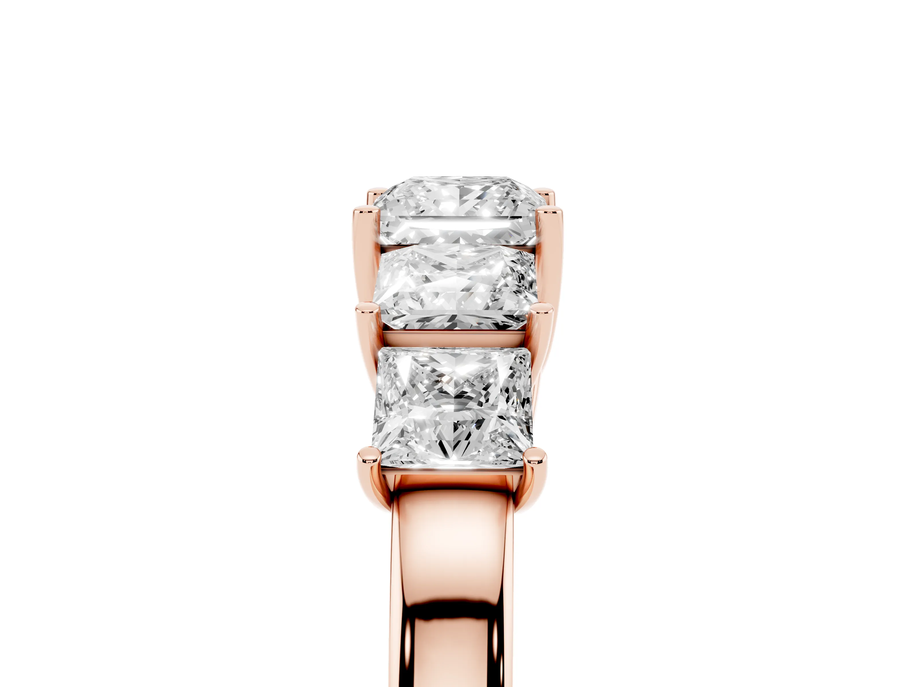 Princess Cut Diamond Five-Stone Ring Set in Rose gold with Individual Prong Settings