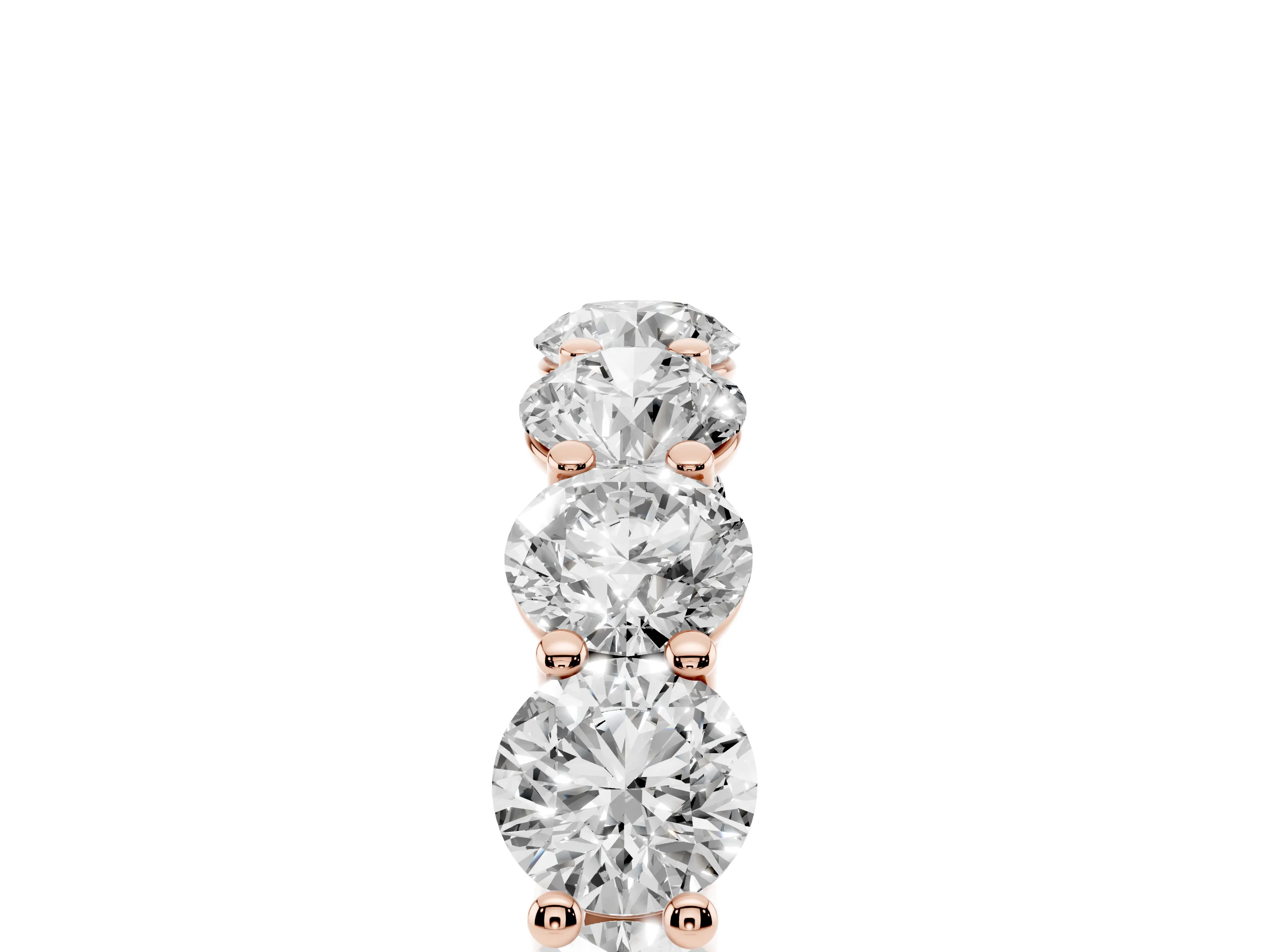 Round Diamond Shared Prong Eternity Band Set in Rose gold