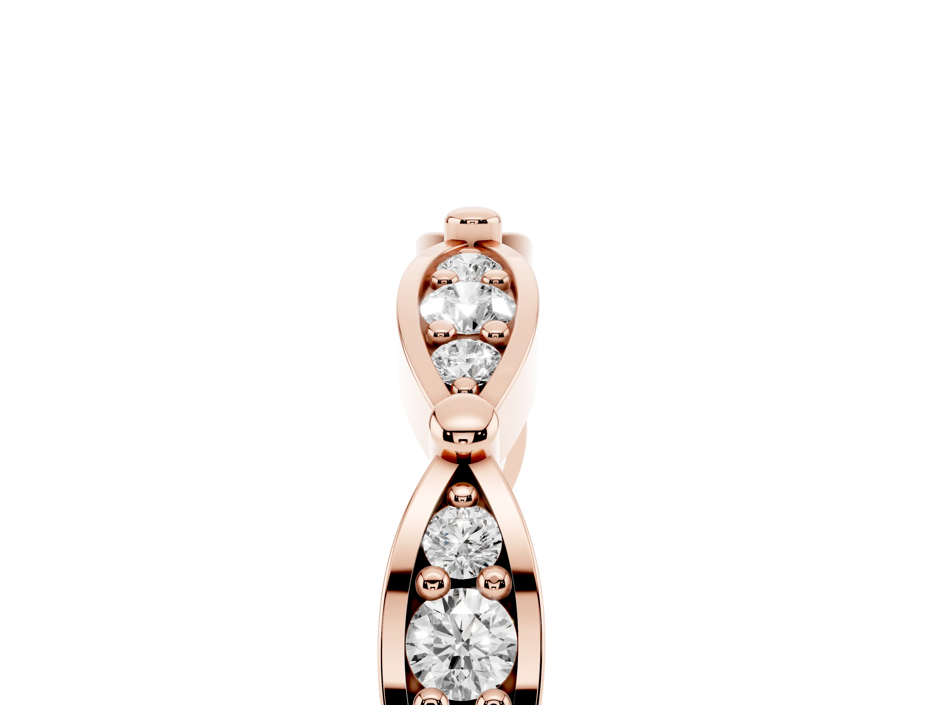 Marquise Section Diamond Eternity Band Set in Rose gold with Pavé Bezel Setting
