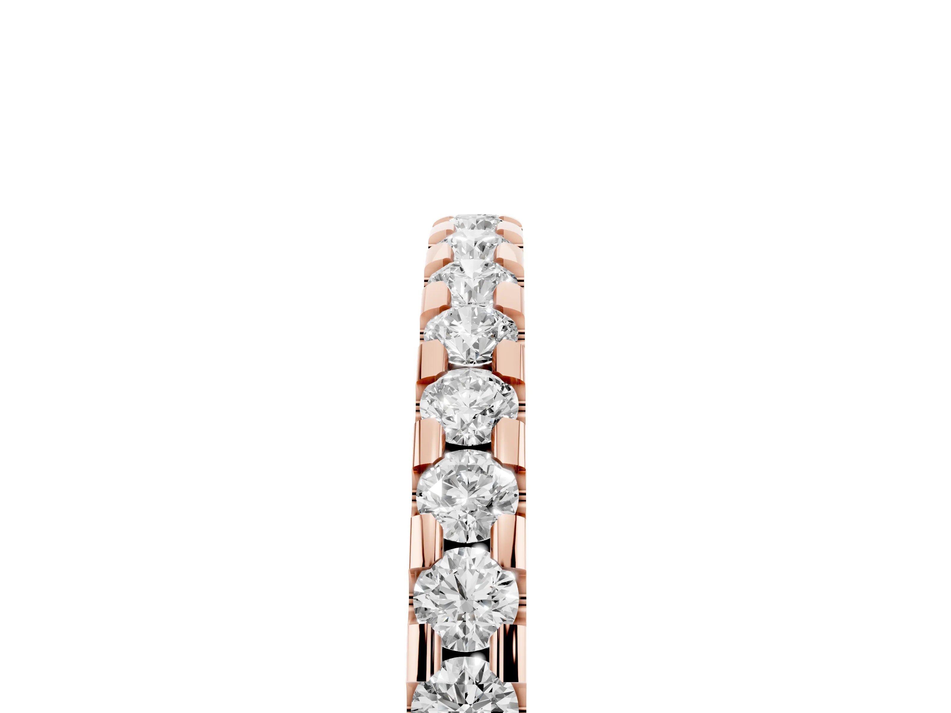 Round Diamond Eternity Band Set in Rose gold with Pavé Micro Prong Setting