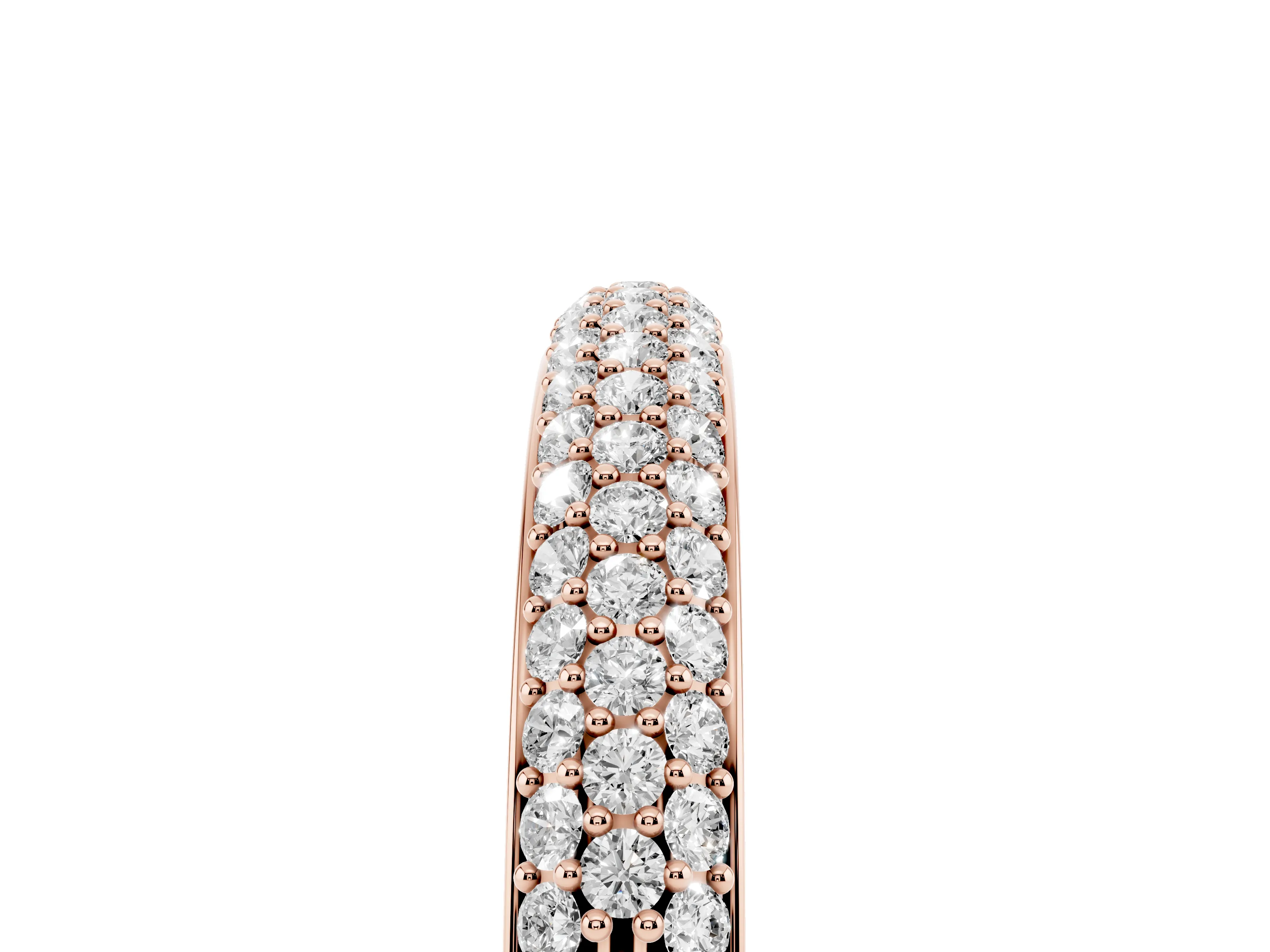 Round Diamond Three-Row Pavé Eternity Band Set in Rose gold with Shared Prongs