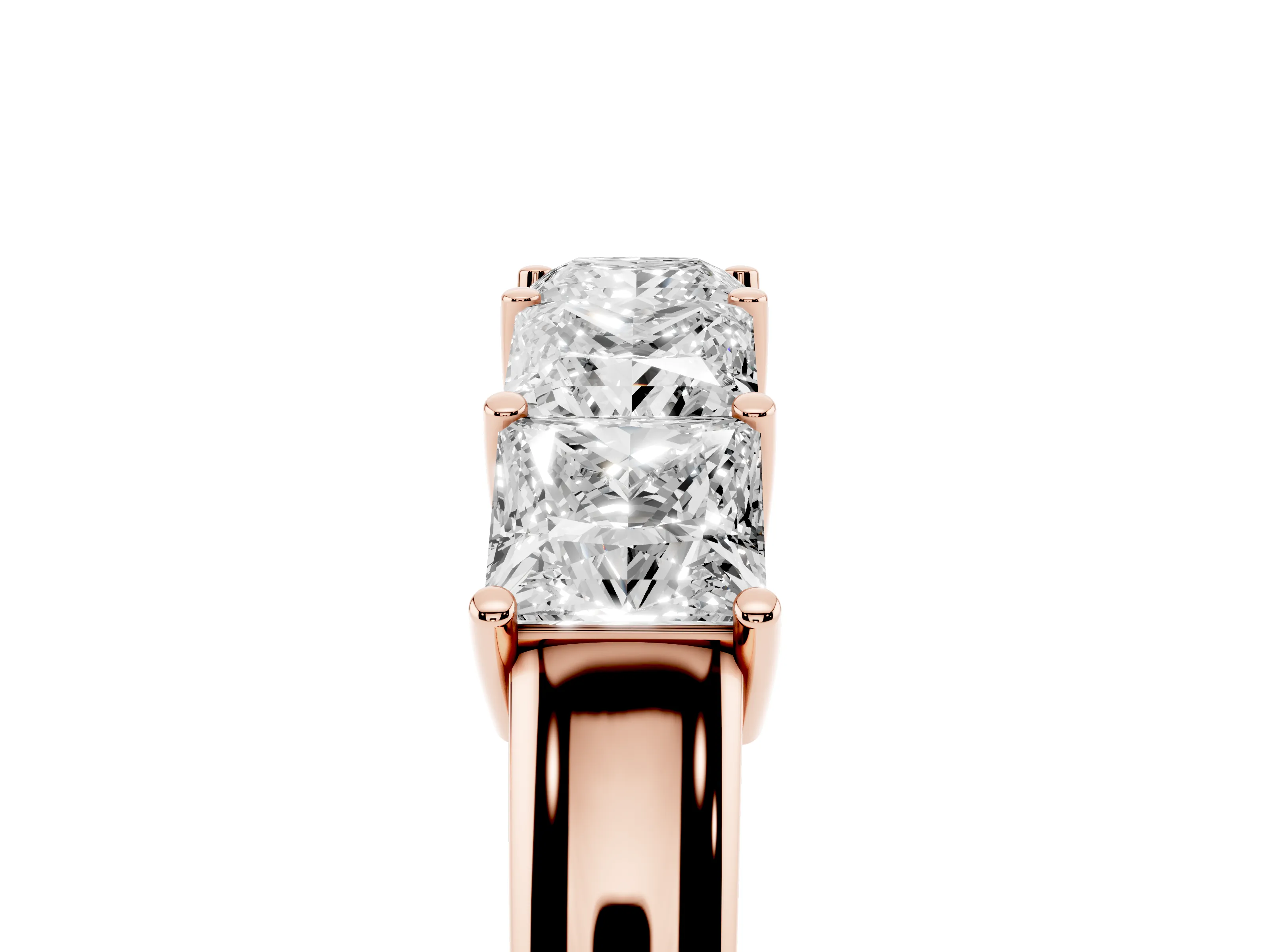 Princess Cut Diamond Five-Stone Band Set in Rose gold with Prong Setting