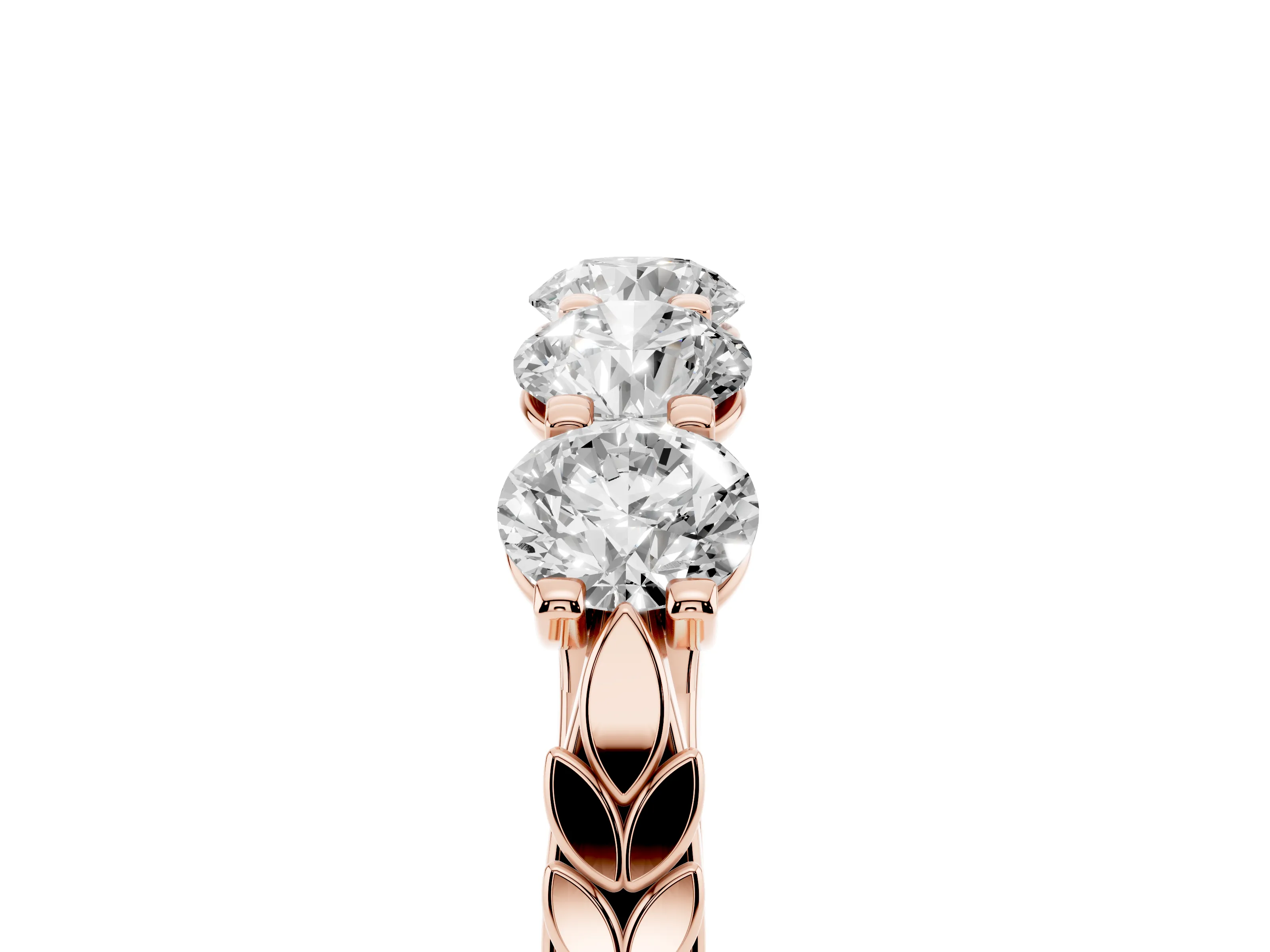 Round Diamond Five-Stone Band Set in Rose gold with Straight Prong Row