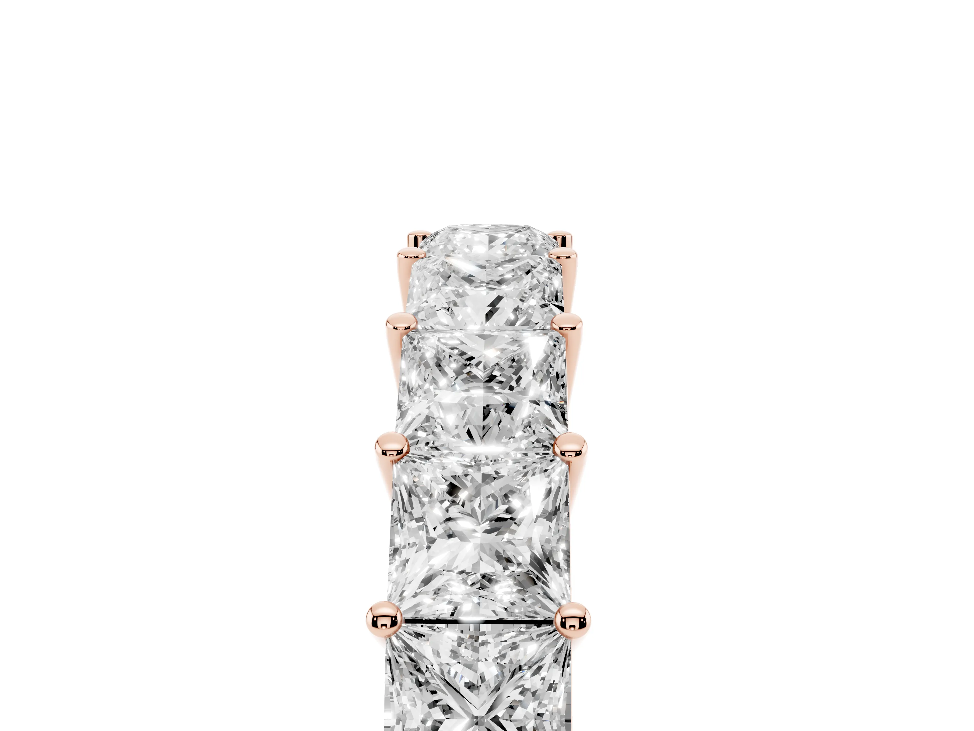 Princess Cut Diamond Half Eternity Band Set in Rose gold with Shared Prong Setting