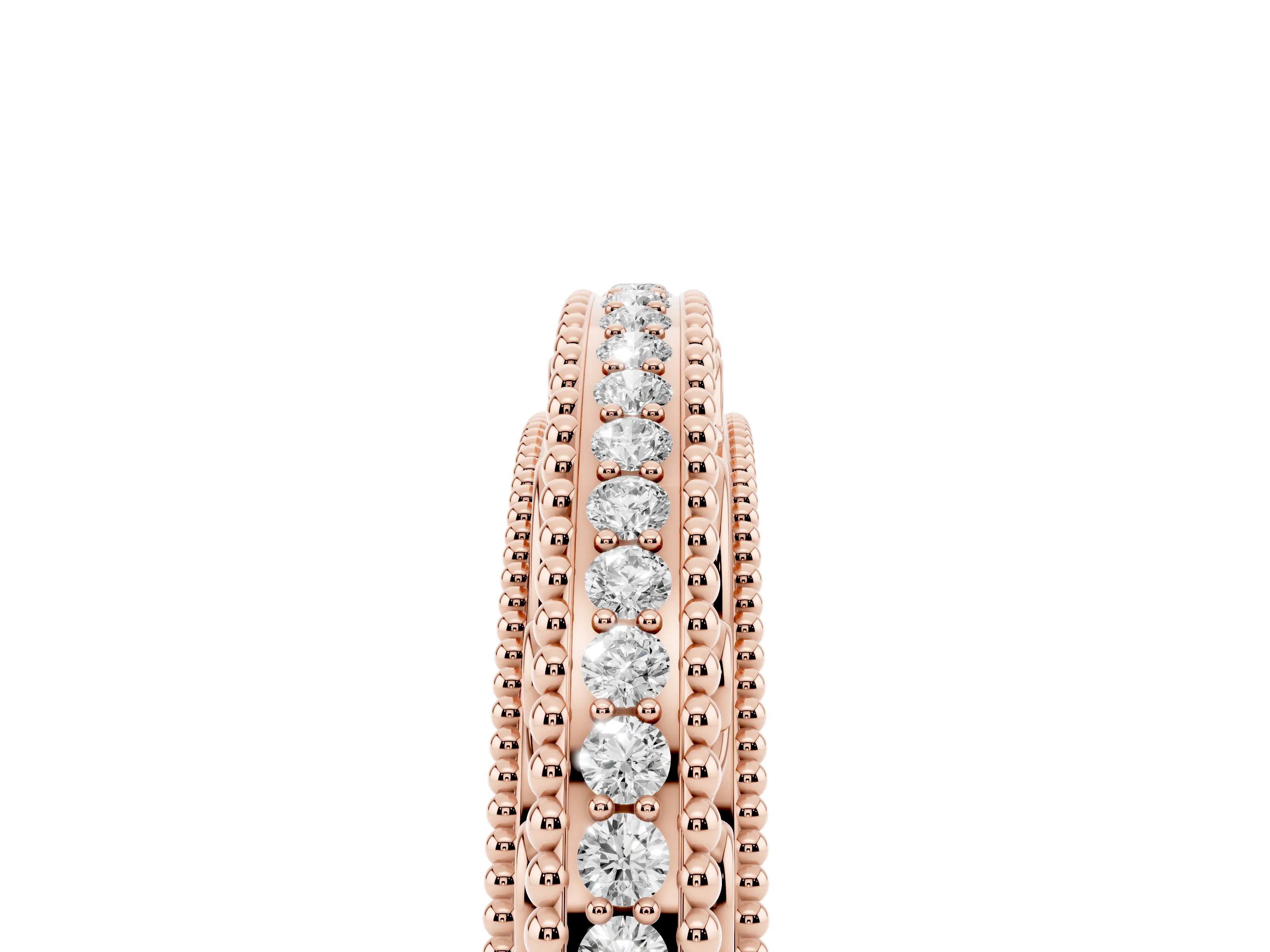 Round Diamond Pavé Eternity Band Set in Rose gold with Milgrain Edges