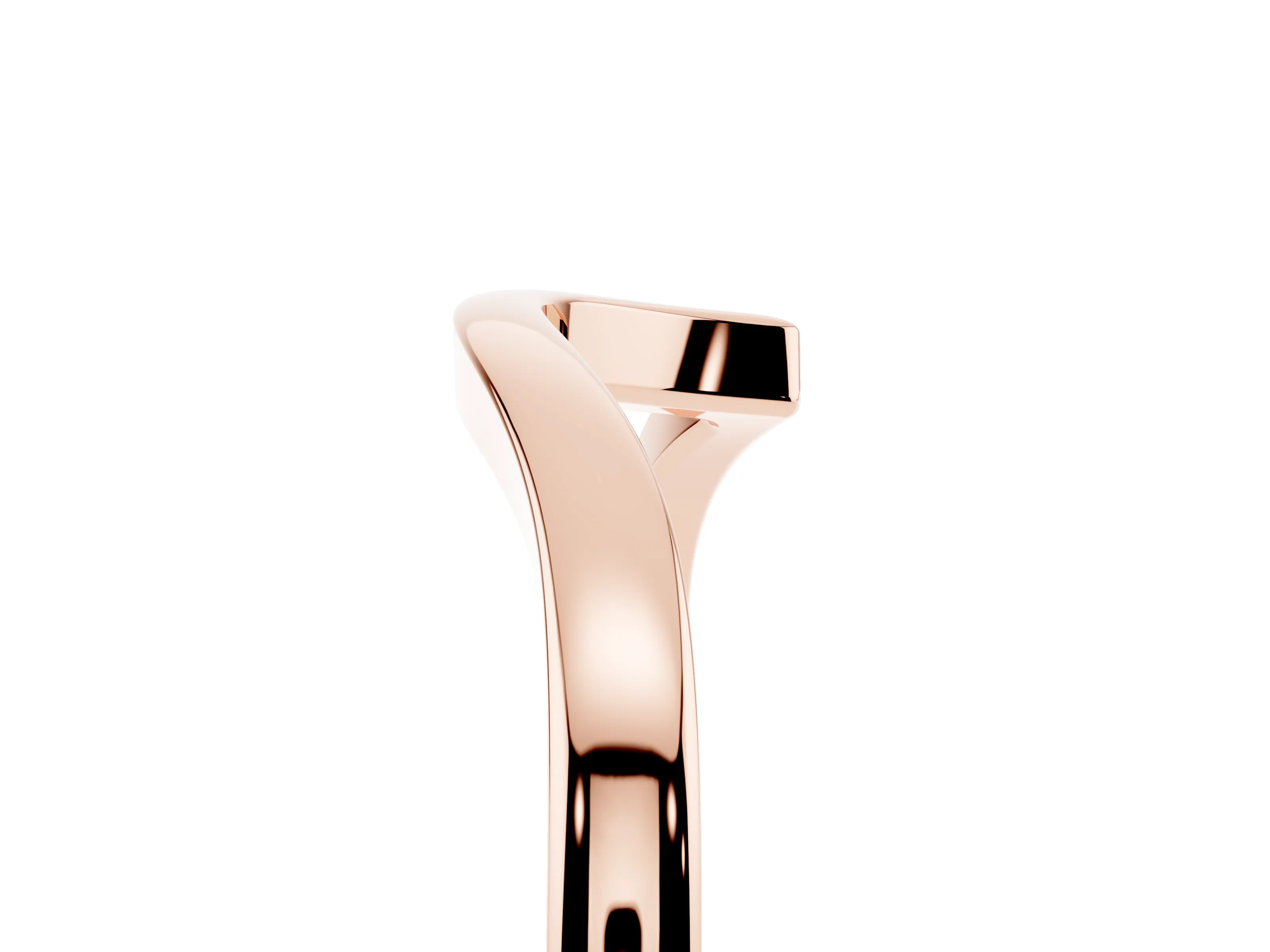 Round Diamond Curved Solitaire Band Set in Rose gold with Prong Setting