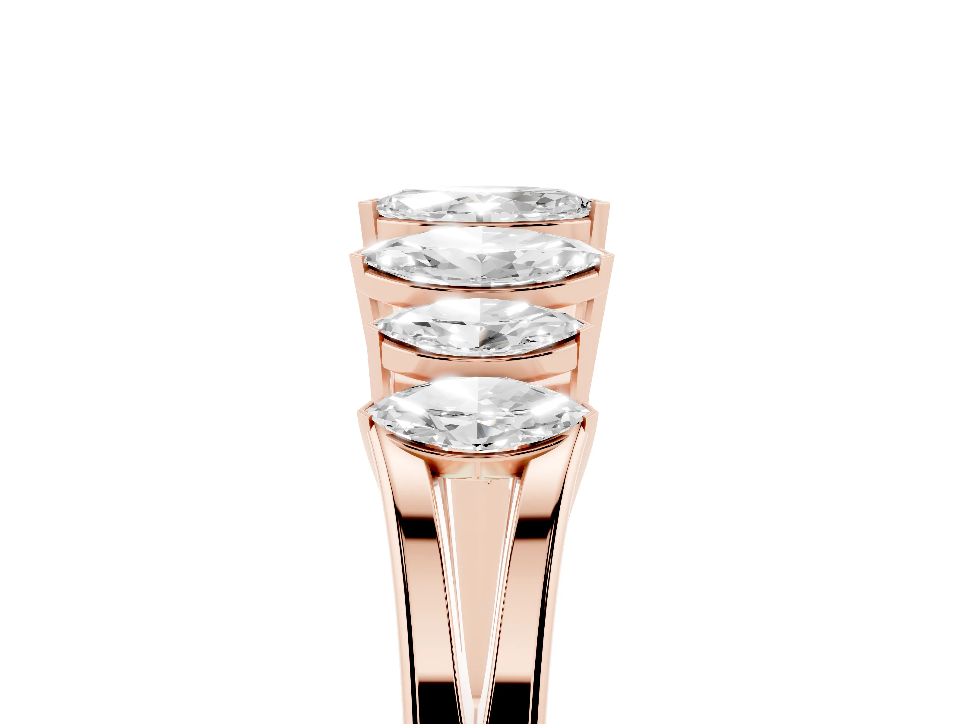Marquise Diamond Half Eternity Band Set in Rose gold with Seven Prong-Set Stones