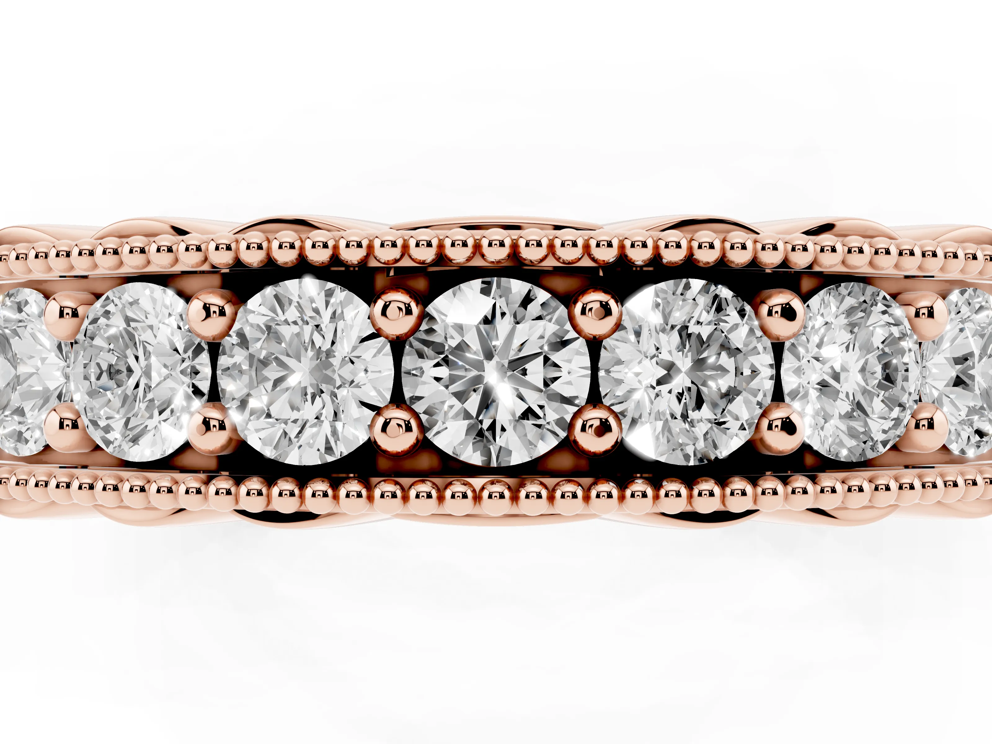 Round Diamond Full Circle Eternity Band Set in Rose gold with Channel Setting