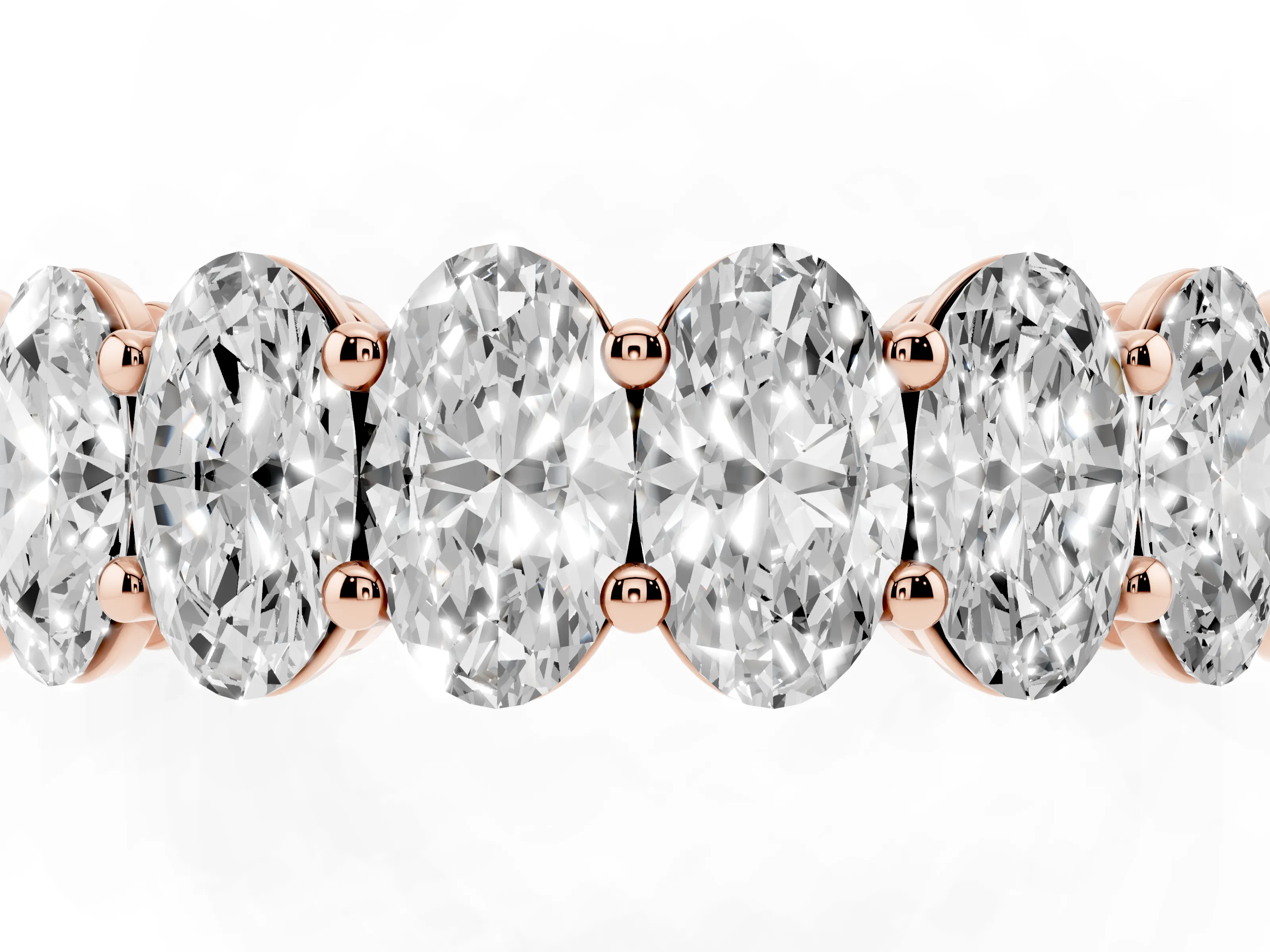 Oval Diamond Eternity Band Set in Rose gold with Prong Setting
