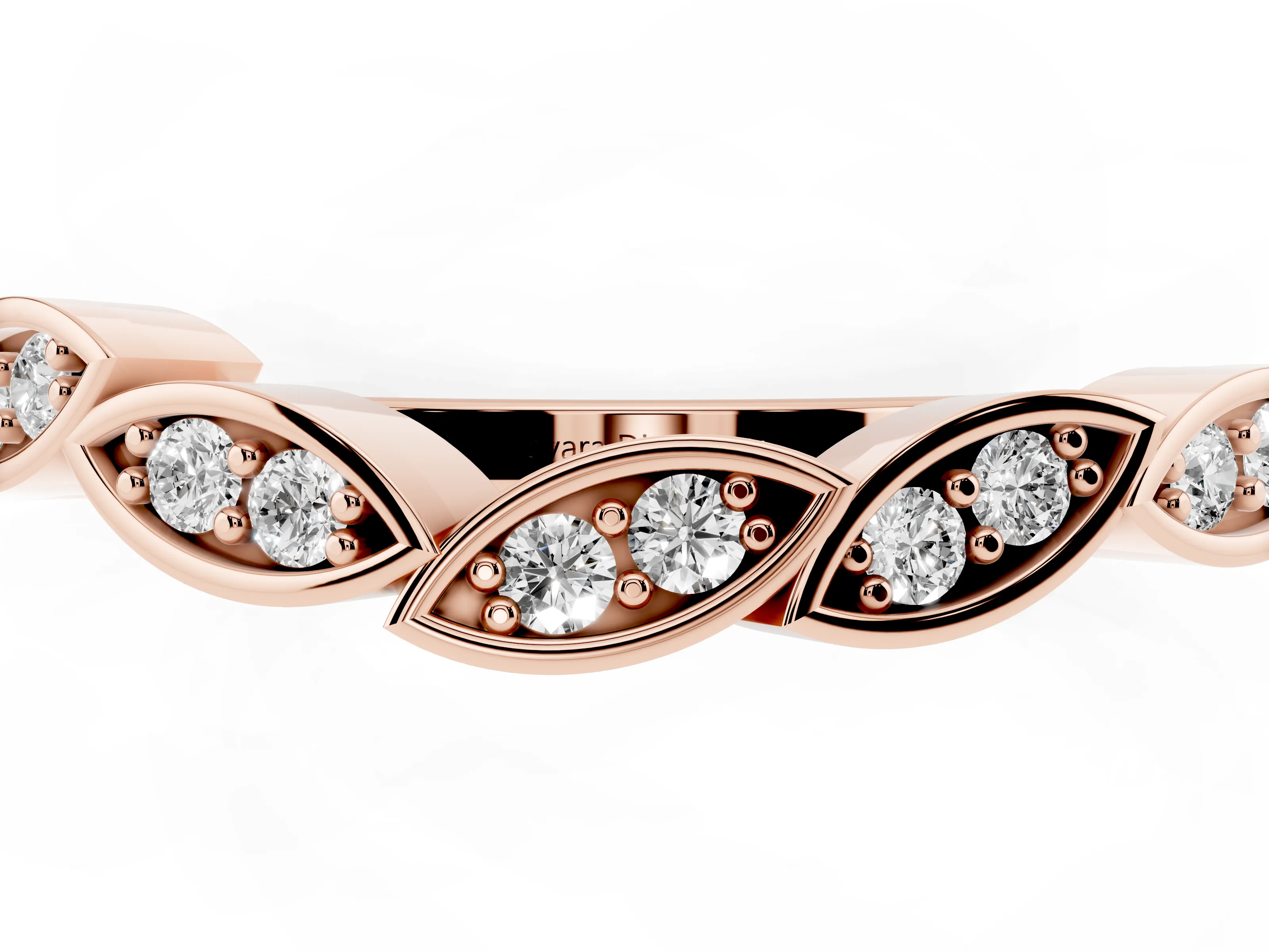 Marquise Diamond Leaf Eternity Band Set in Rose gold with Bezel Setting