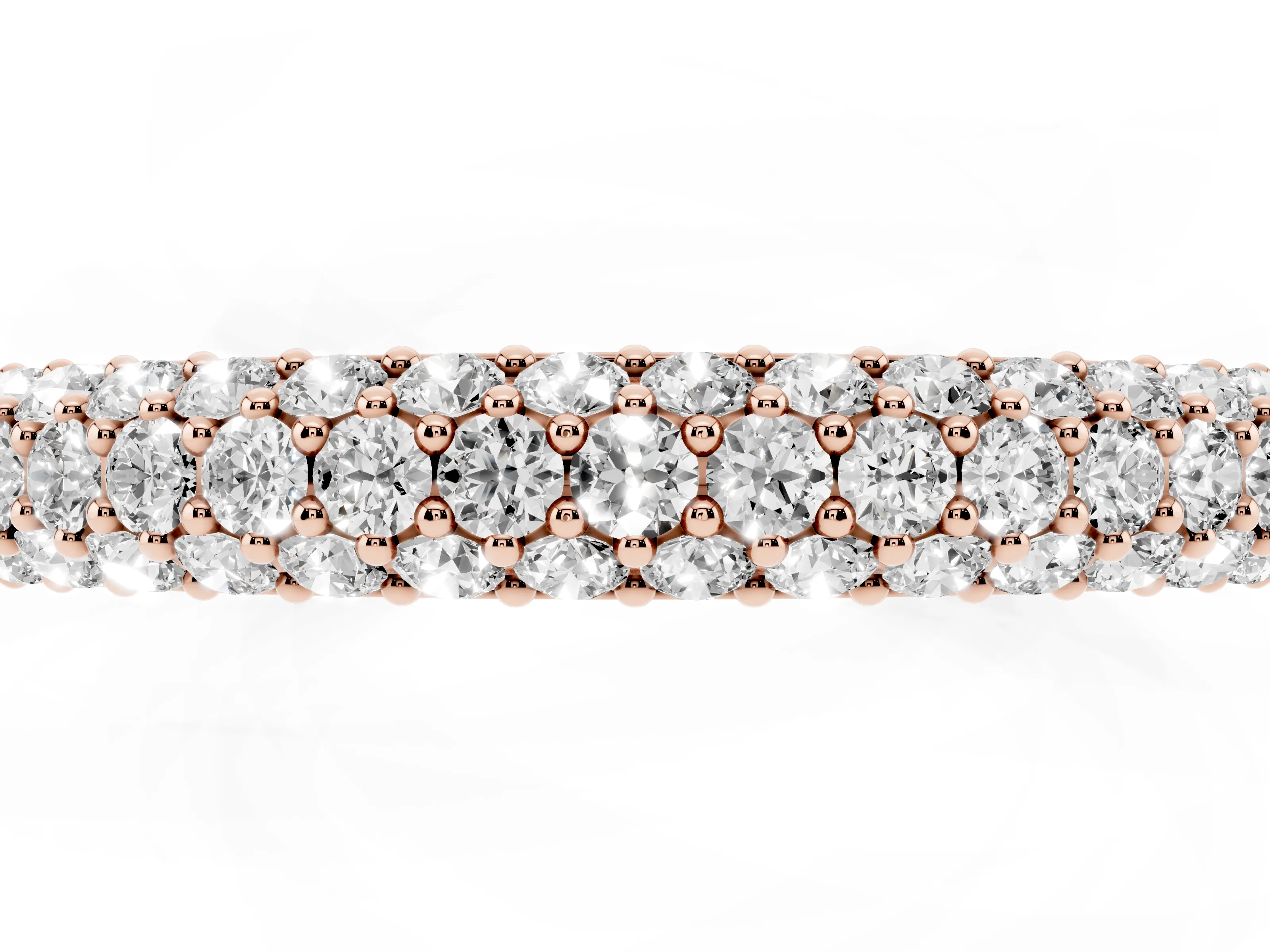 Round Diamond Pavé Eternity Band Set in Rose gold with Full Circle Row