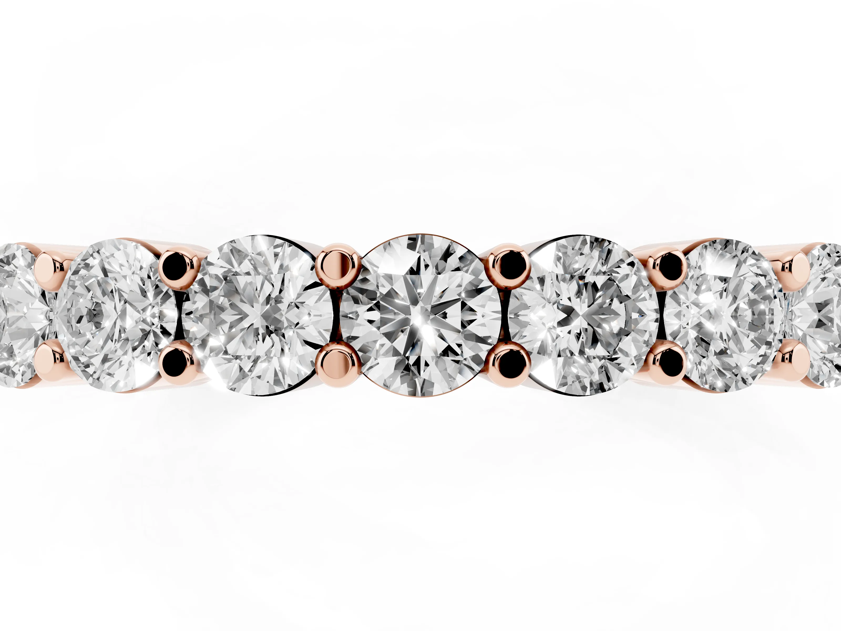 Round Diamond Continuous Row Half Eternity Band Set in Rose gold with Prong Setting