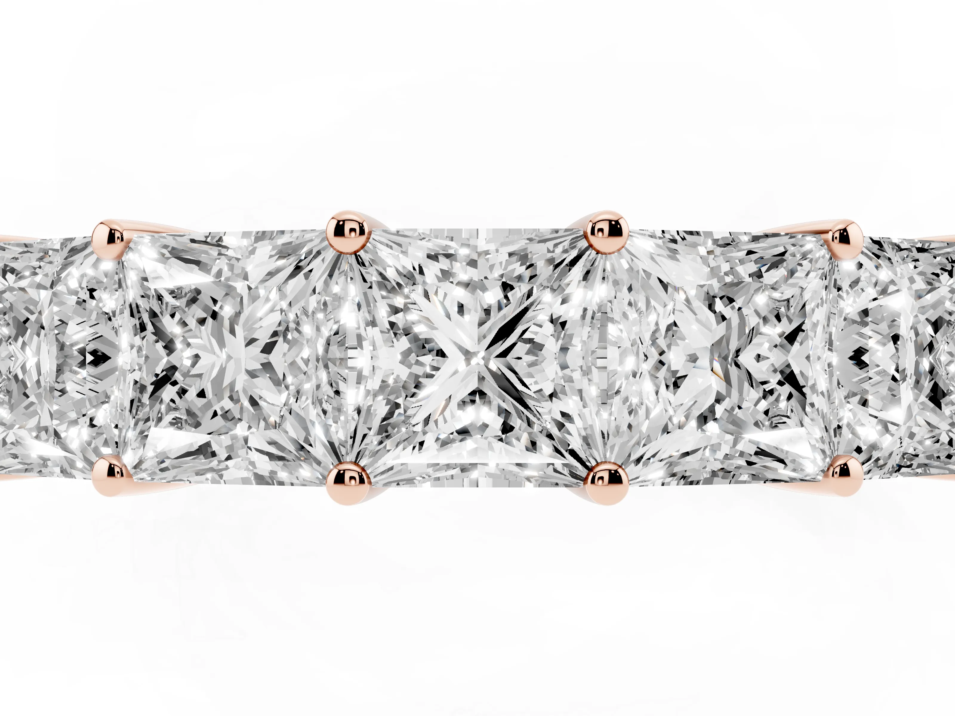 Princess Cut Diamond Five-Stone Band Set in Rose gold with Prong Setting