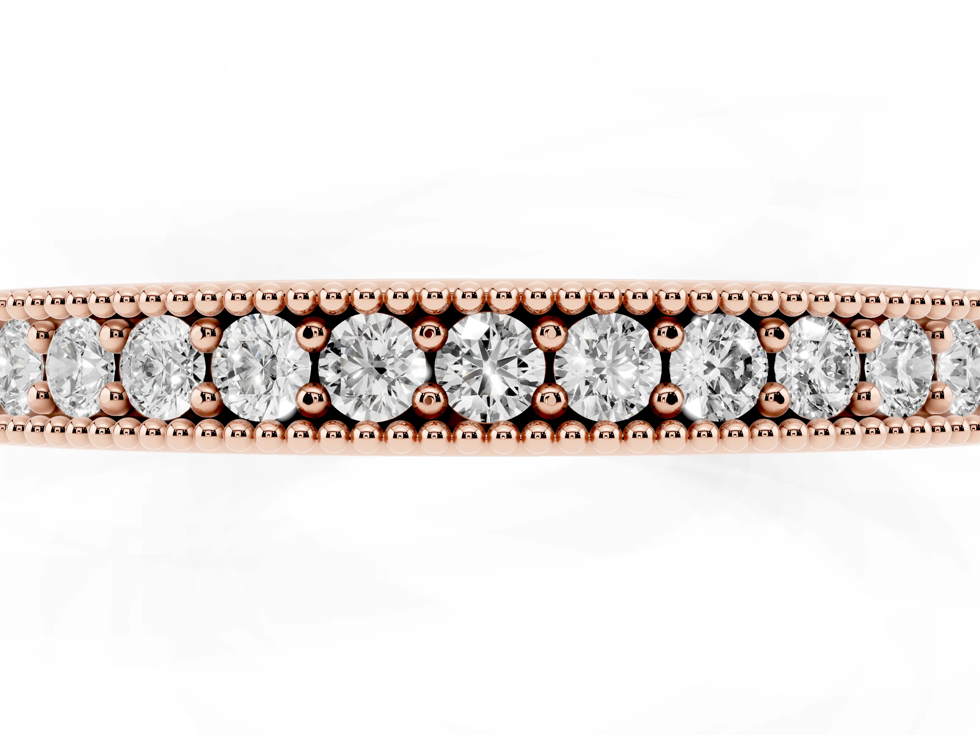 Round Diamond Pavé Eternity Band Set in Rose gold with Milgrain Edge Trim