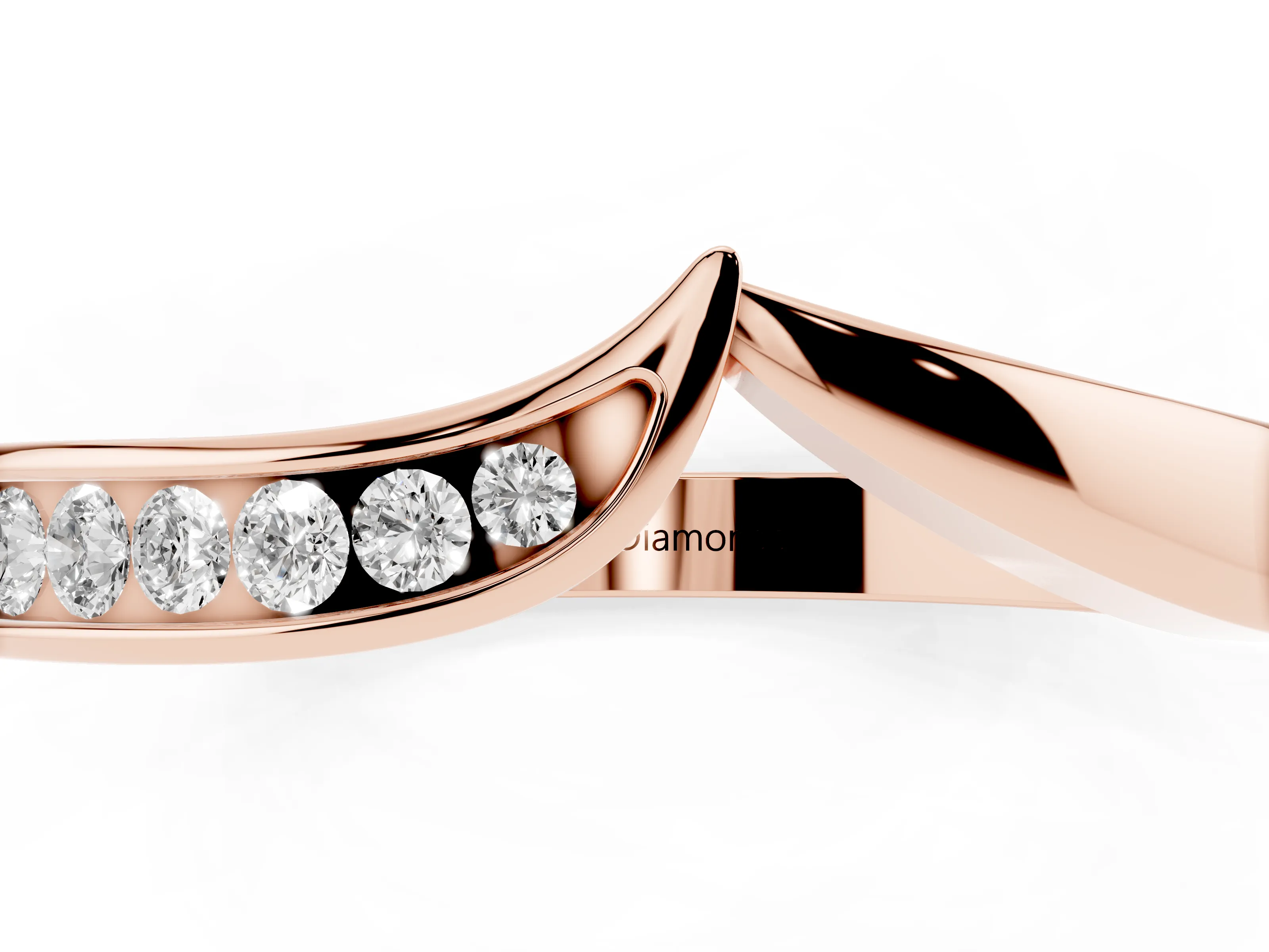 Round Diamond Contour Band Set in Rose gold with Polished Channel Setting