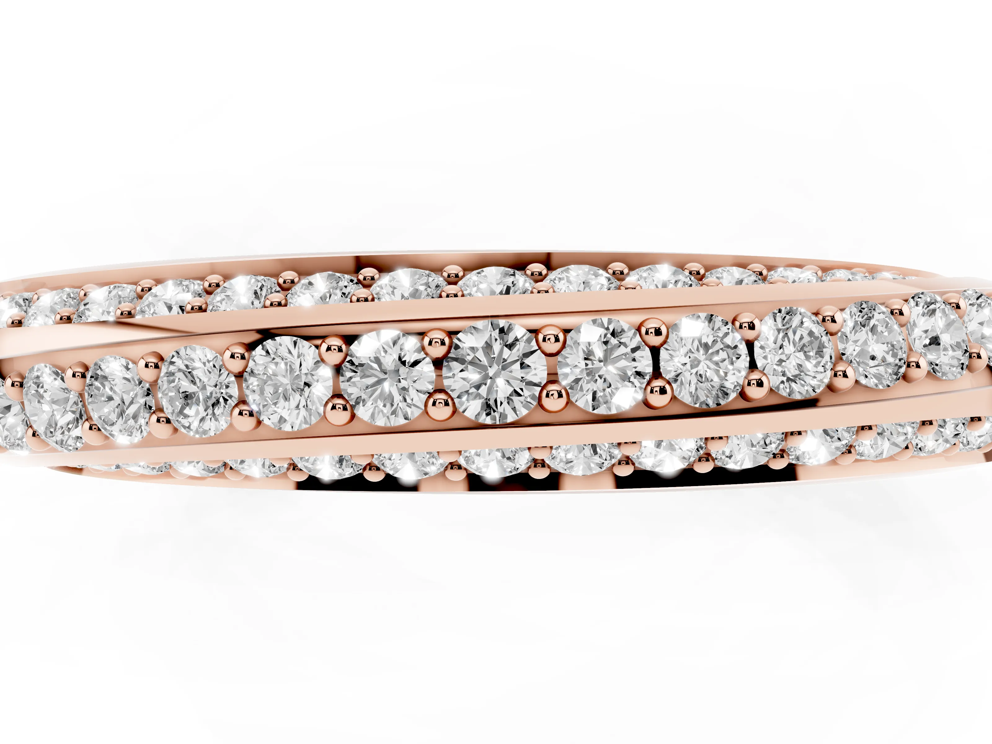 Round Diamond Double Row Pavé Band Set in Rose gold with Channel Setting