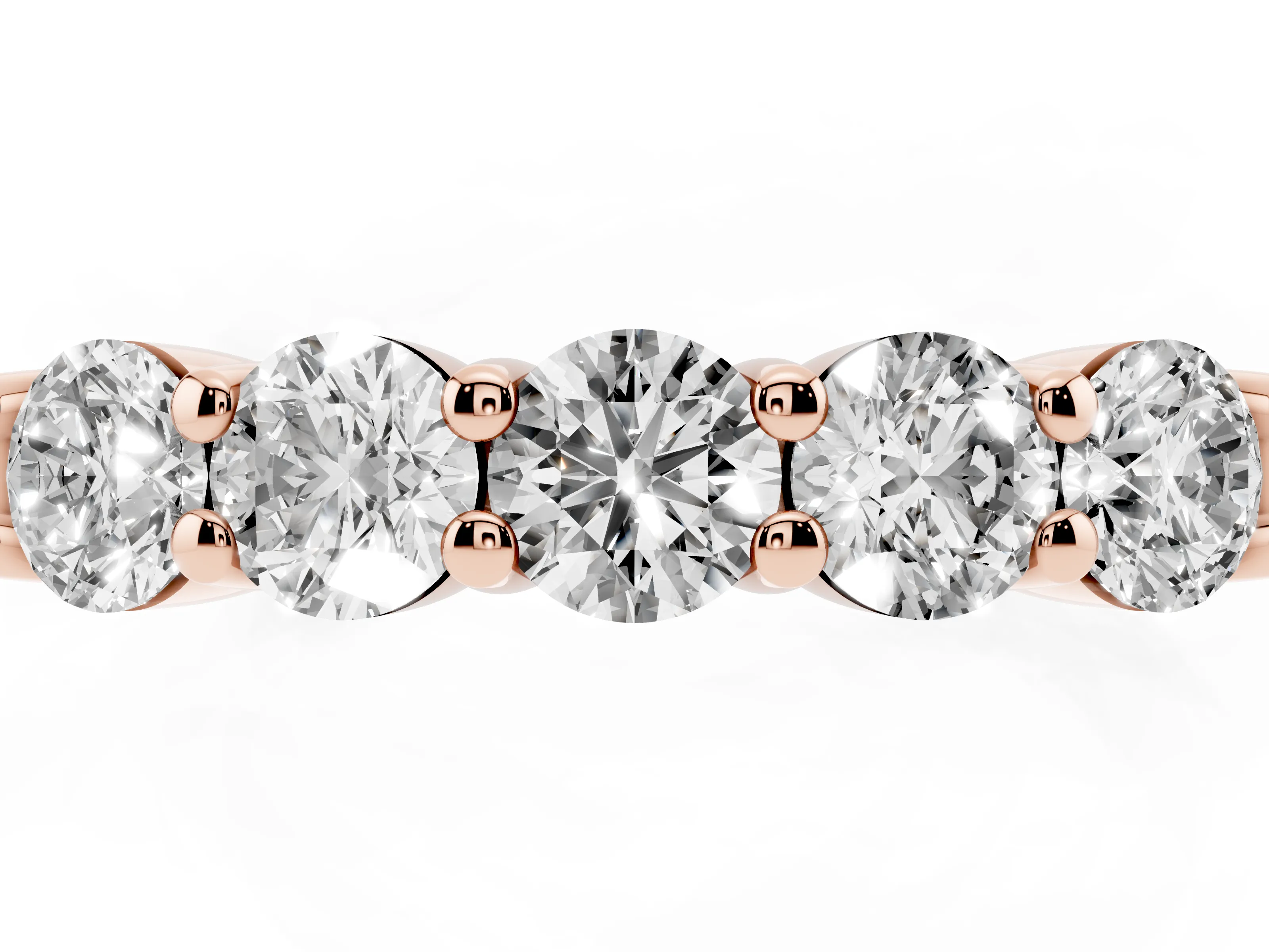Round Diamond Prong-Set Half Eternity Wedding Band Set in Rose gold