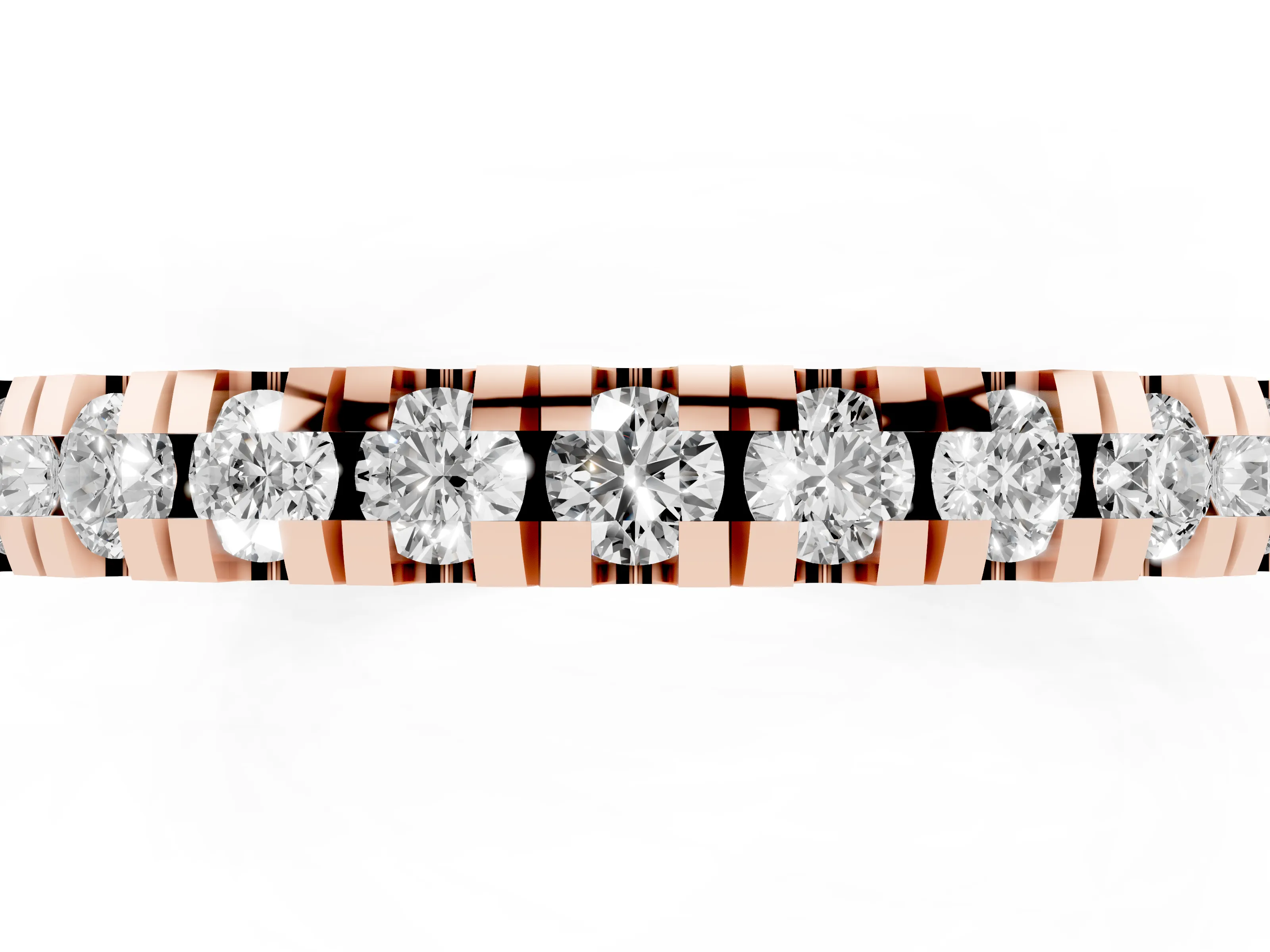 Round Cut Diamond Pavé Thin Band Set in Rose gold