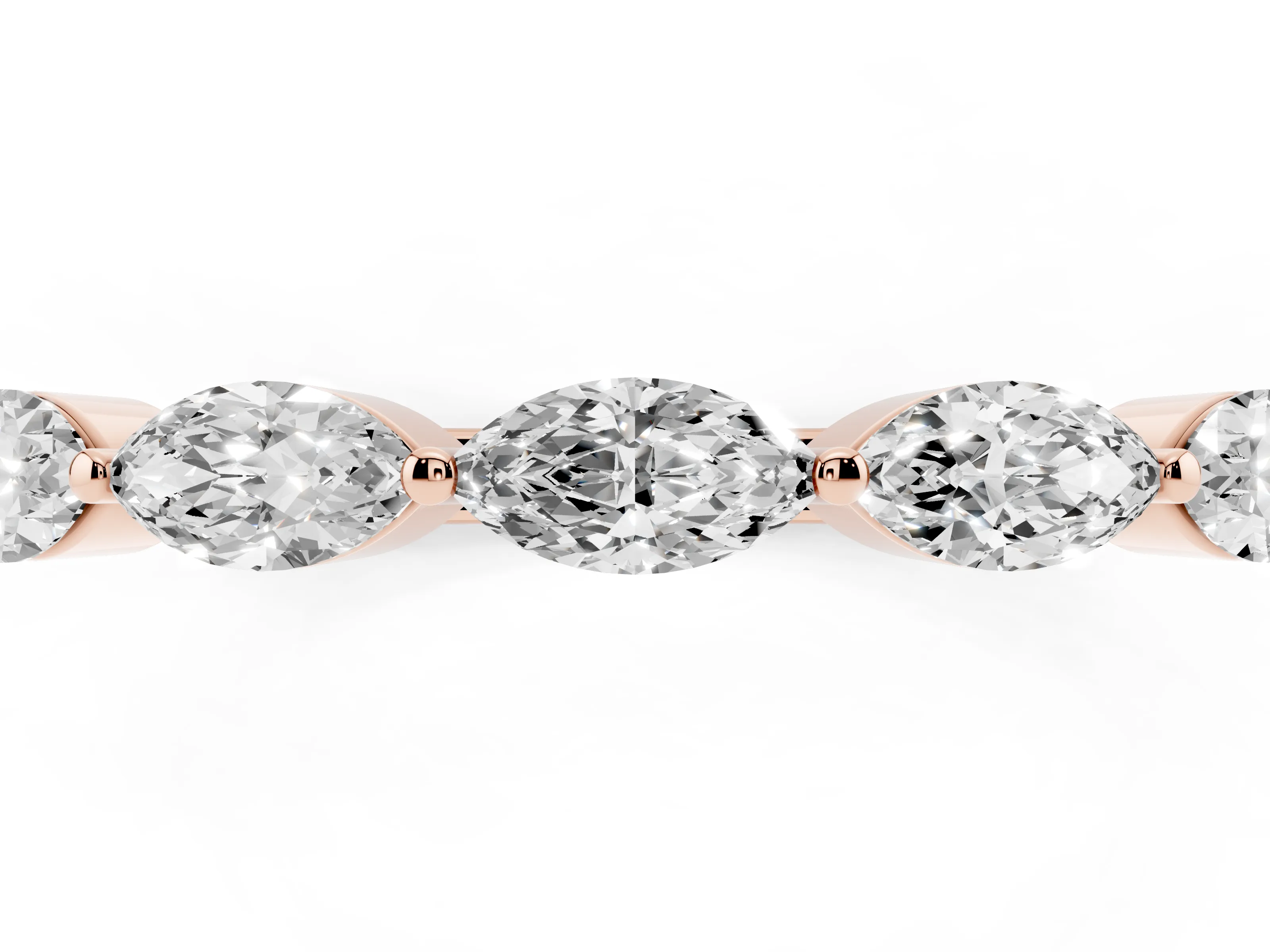 Marquise Diamond Half Eternity Band Set in Rose gold with Prong Setting