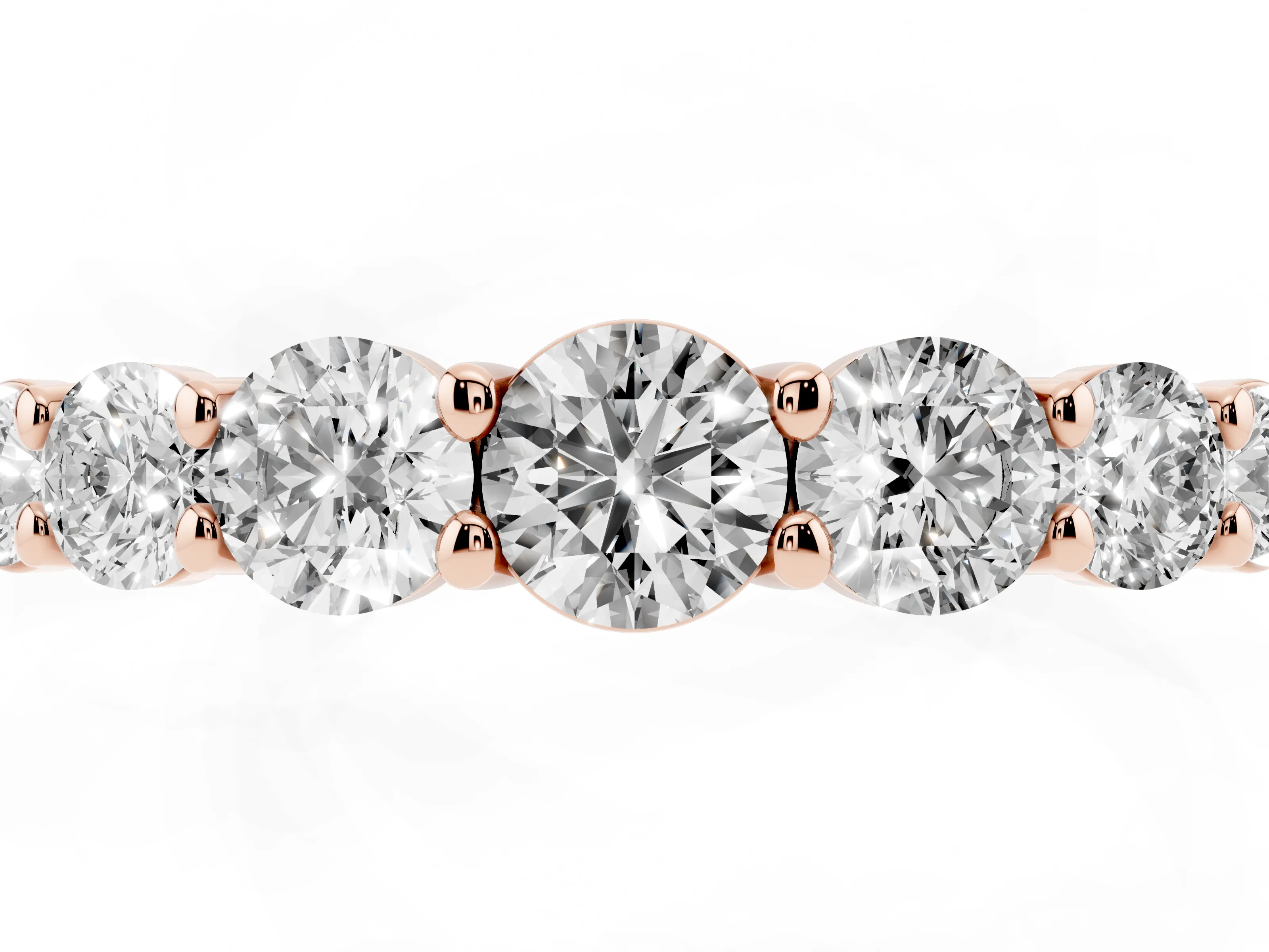 Round Diamond Half Eternity Stacking Band Set in Rose gold with Prong Setting