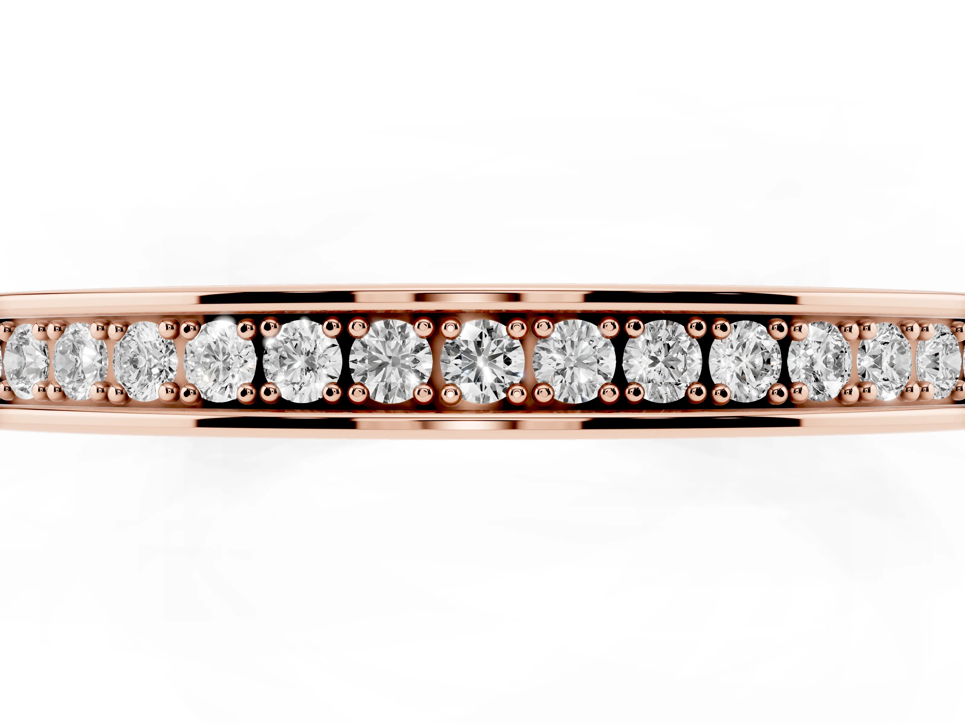 Round Diamond Channel Band Set in Rose gold with Milgrain Engraving