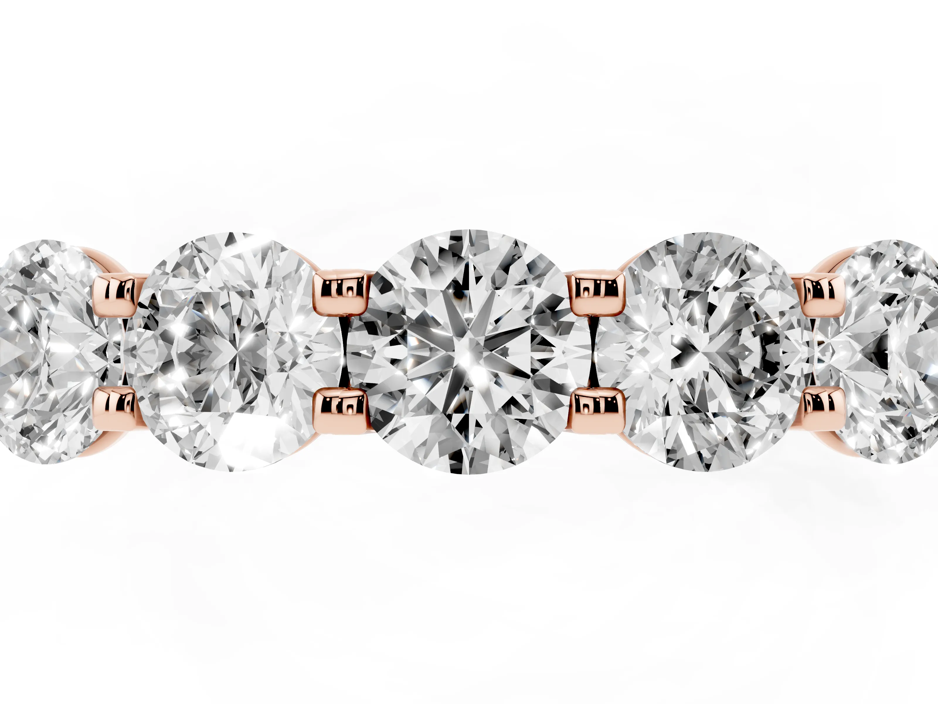 Round Diamond Five-Stone Band Set in Rose gold with Straight Prong Row