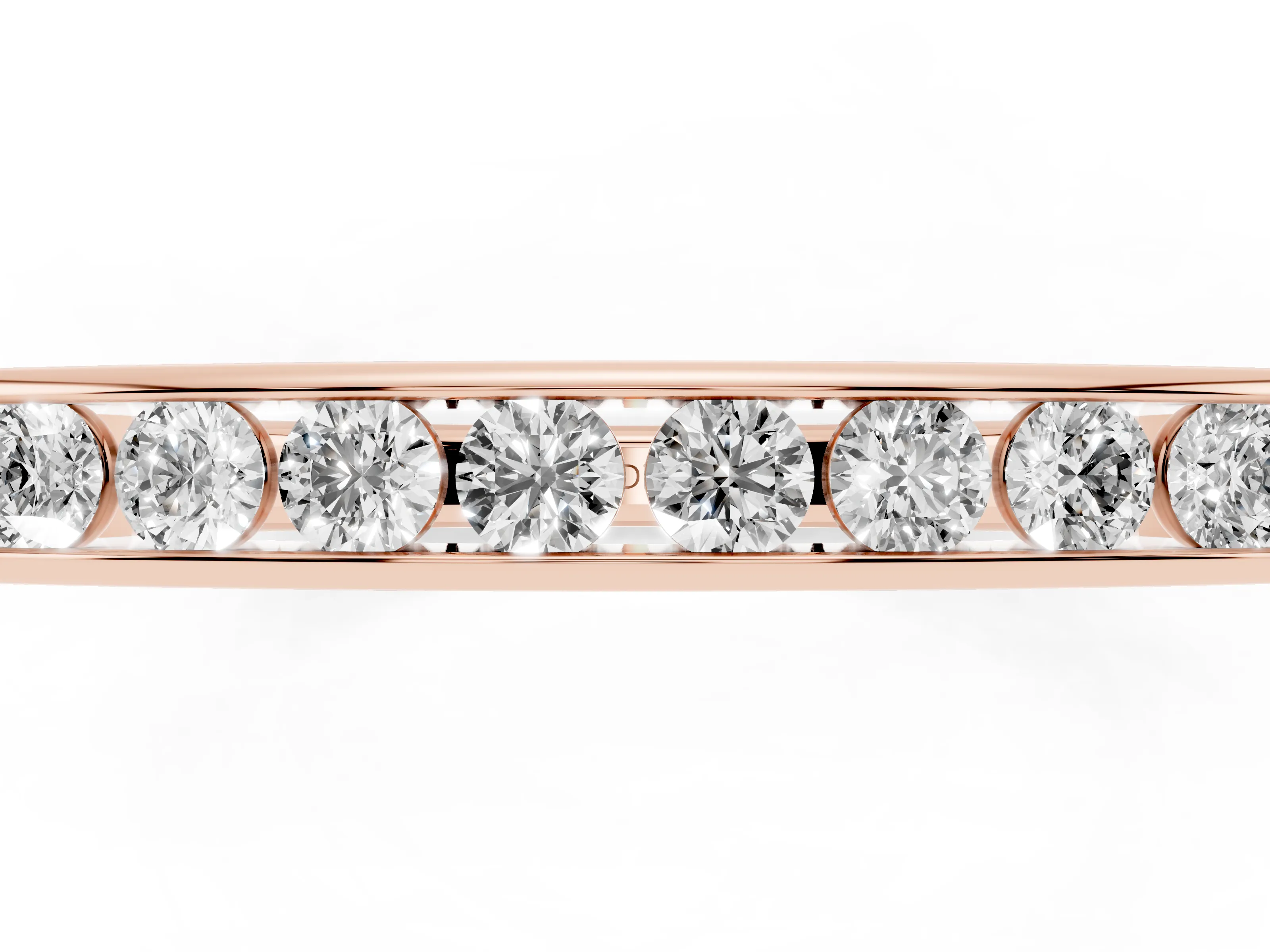 Round Diamond Flat Band Set in Rose gold with Six-Stone Channel Setting