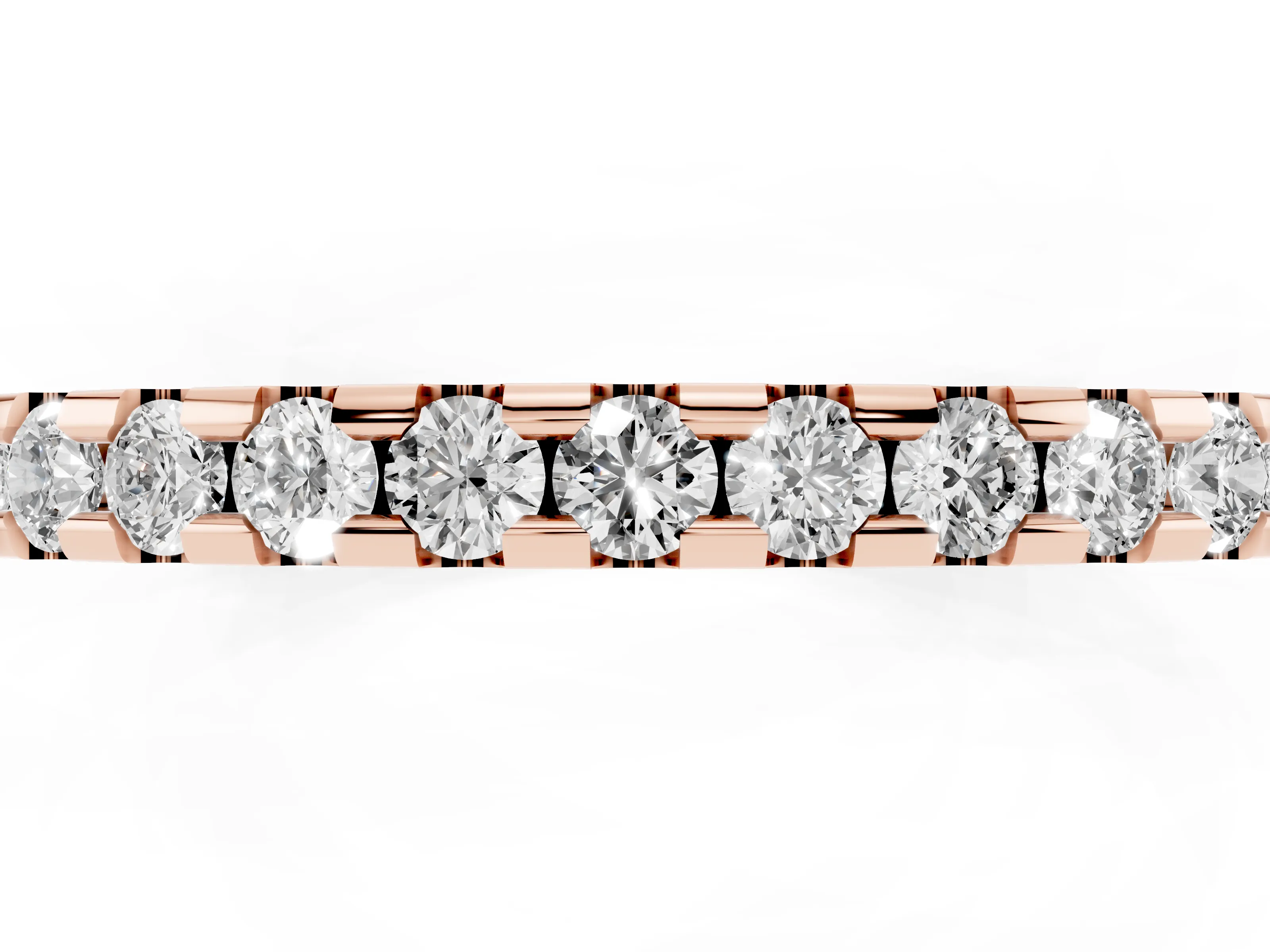 Round Diamond Eternity Band Set in Rose gold with Pavé Micro Prong Setting