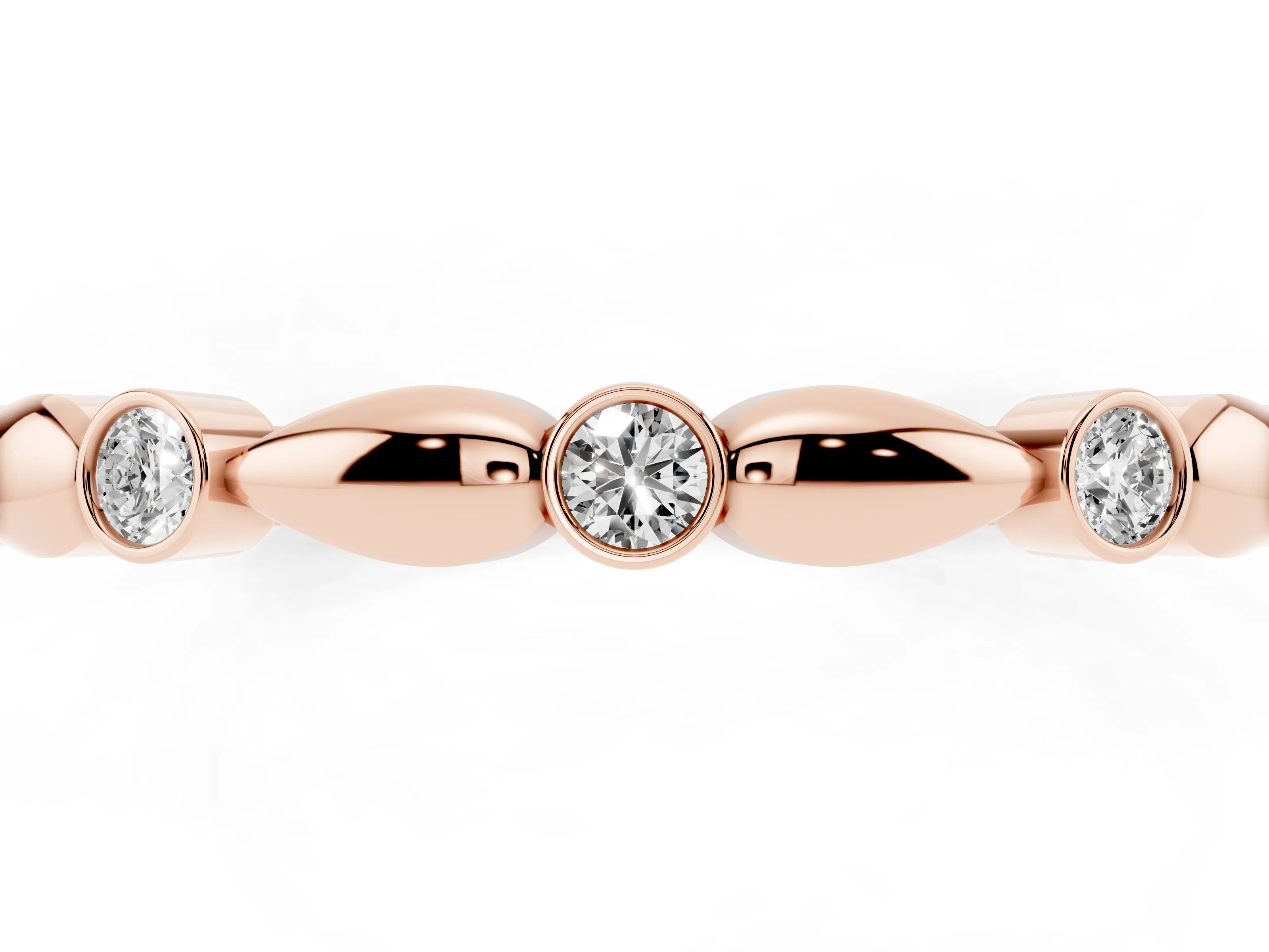 Round Diamond Eternity Band Set in Rose gold with Bezel Setting and Marquise Metal Accents