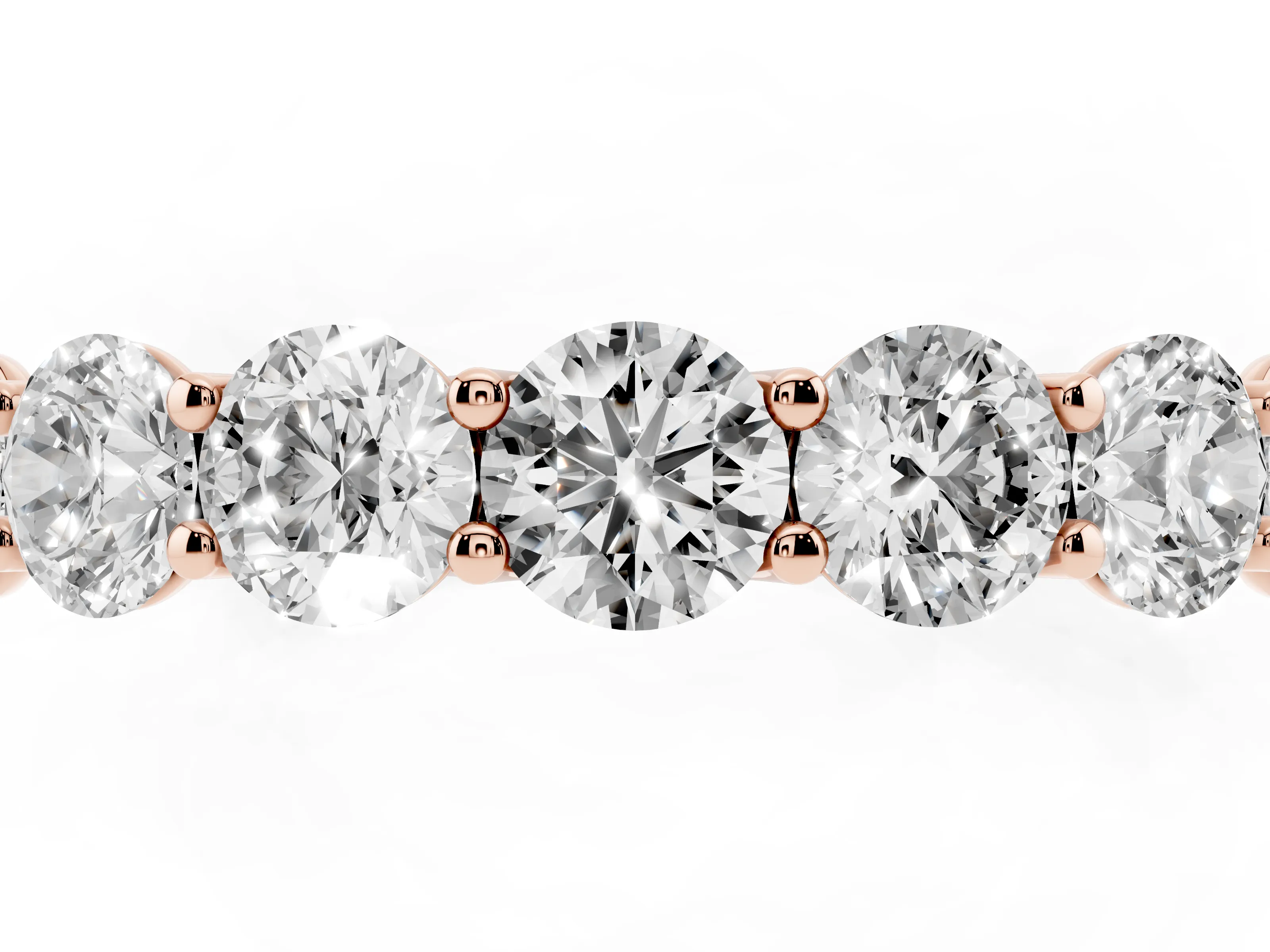 Round Diamond Shared Prong Eternity Band Set in Rose gold