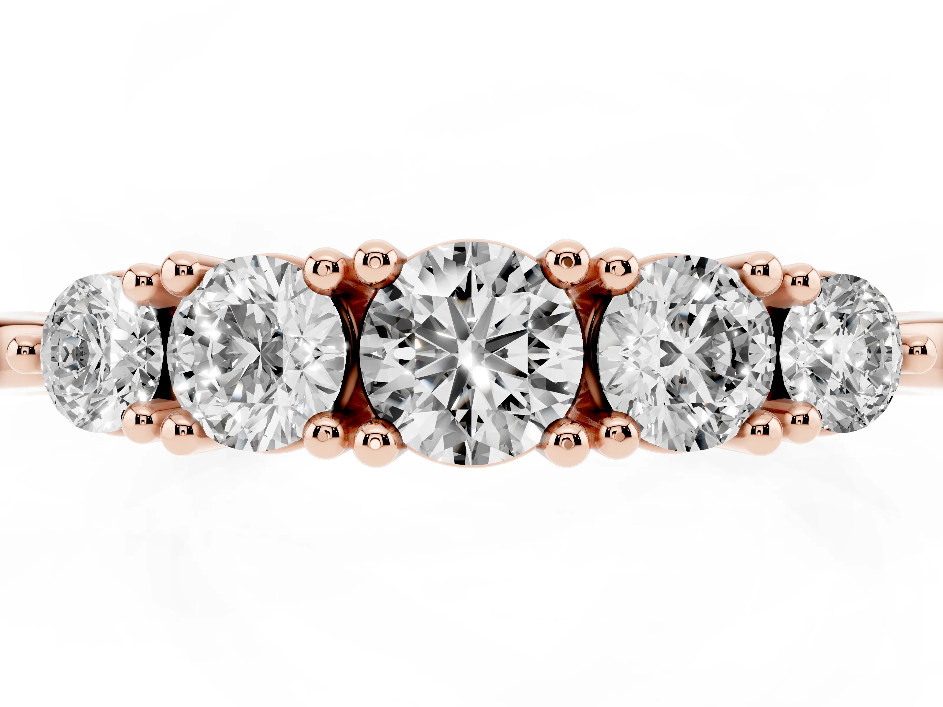 Round Diamond Half Eternity Band Set in Rose gold with Prong Setting