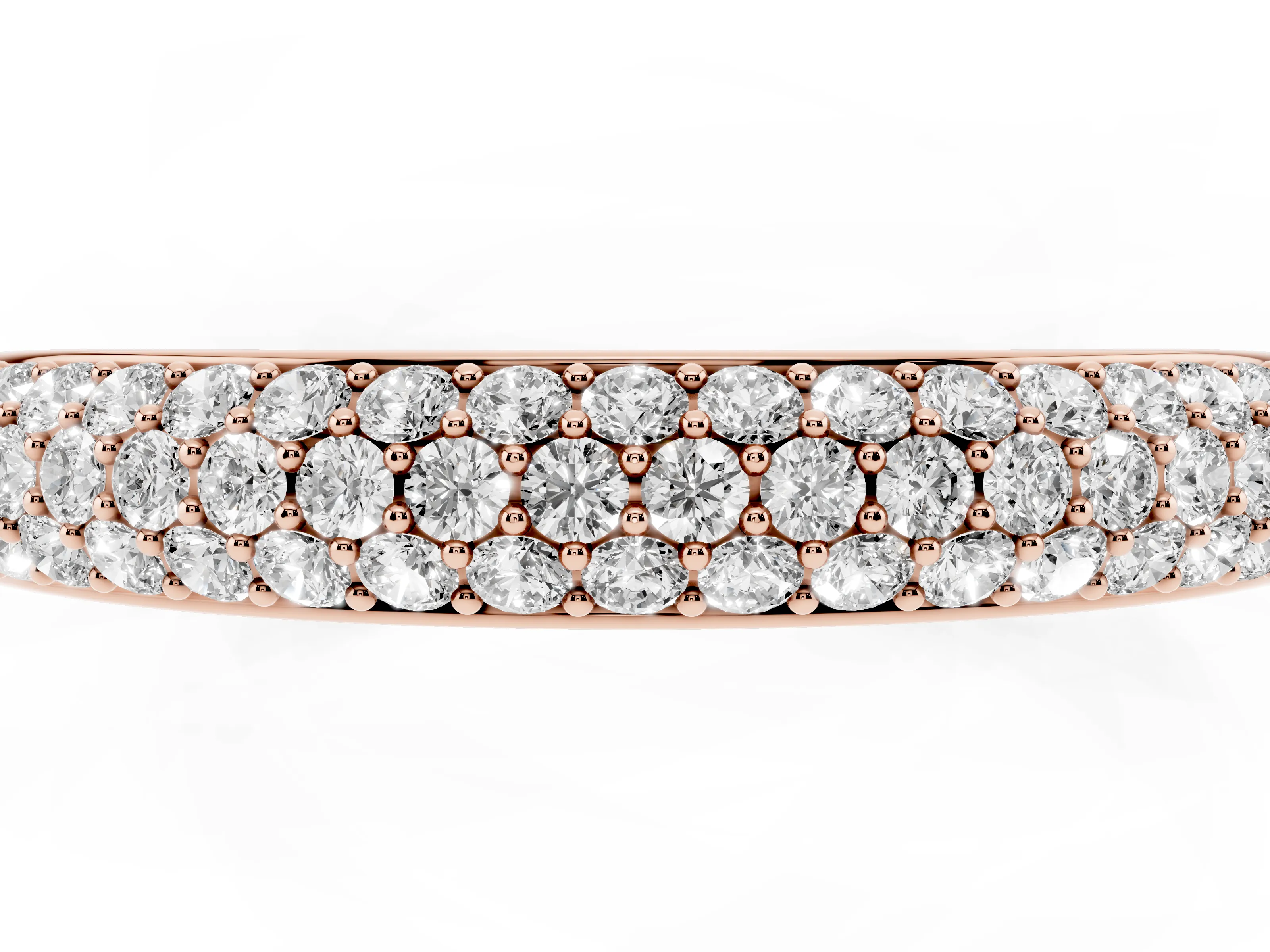 Round Diamond Pavé Eternity Band Set in Rose gold with All-Around Stones