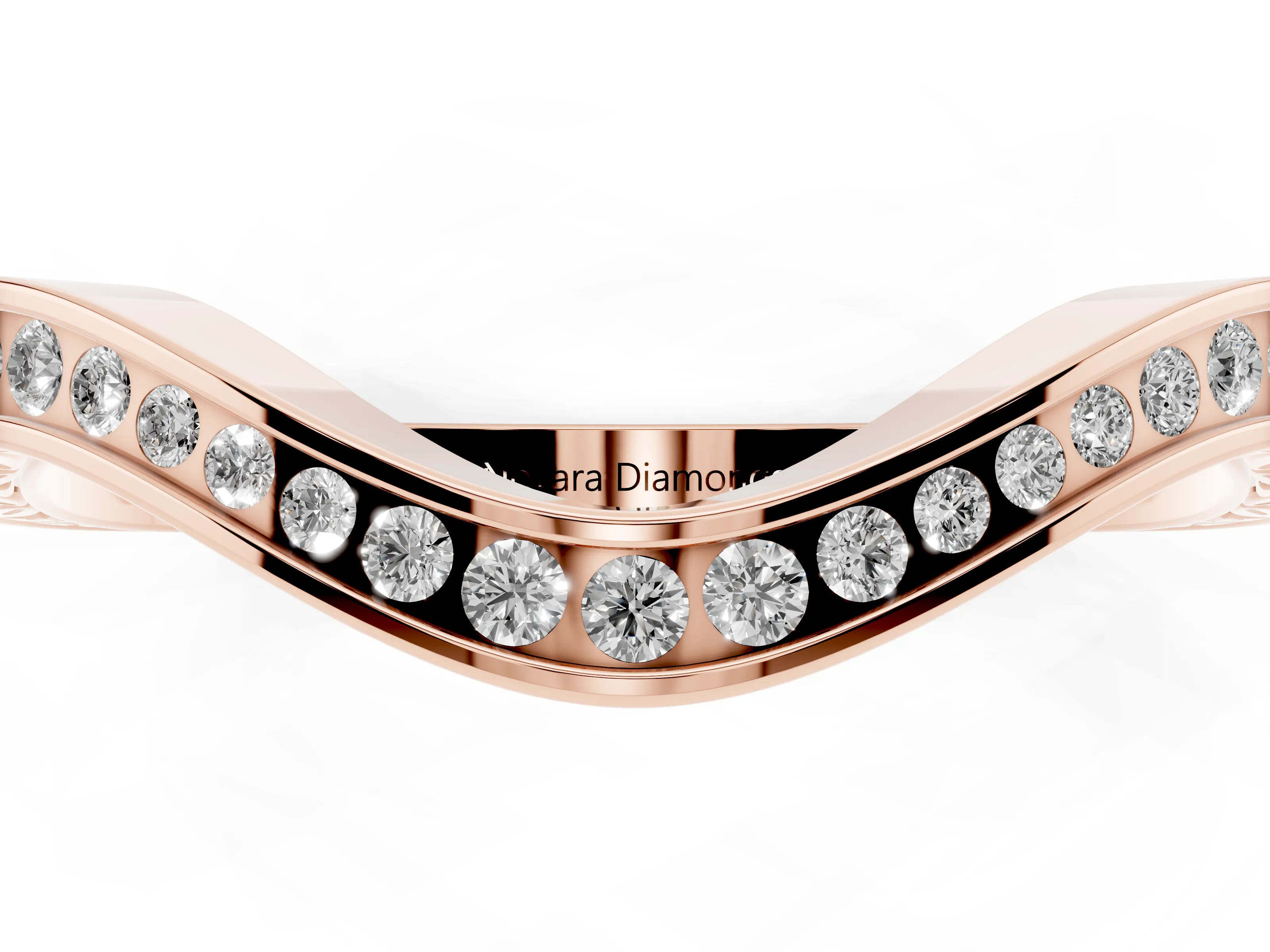 Round Diamond Wave Band Set in Rose gold with Channel Setting