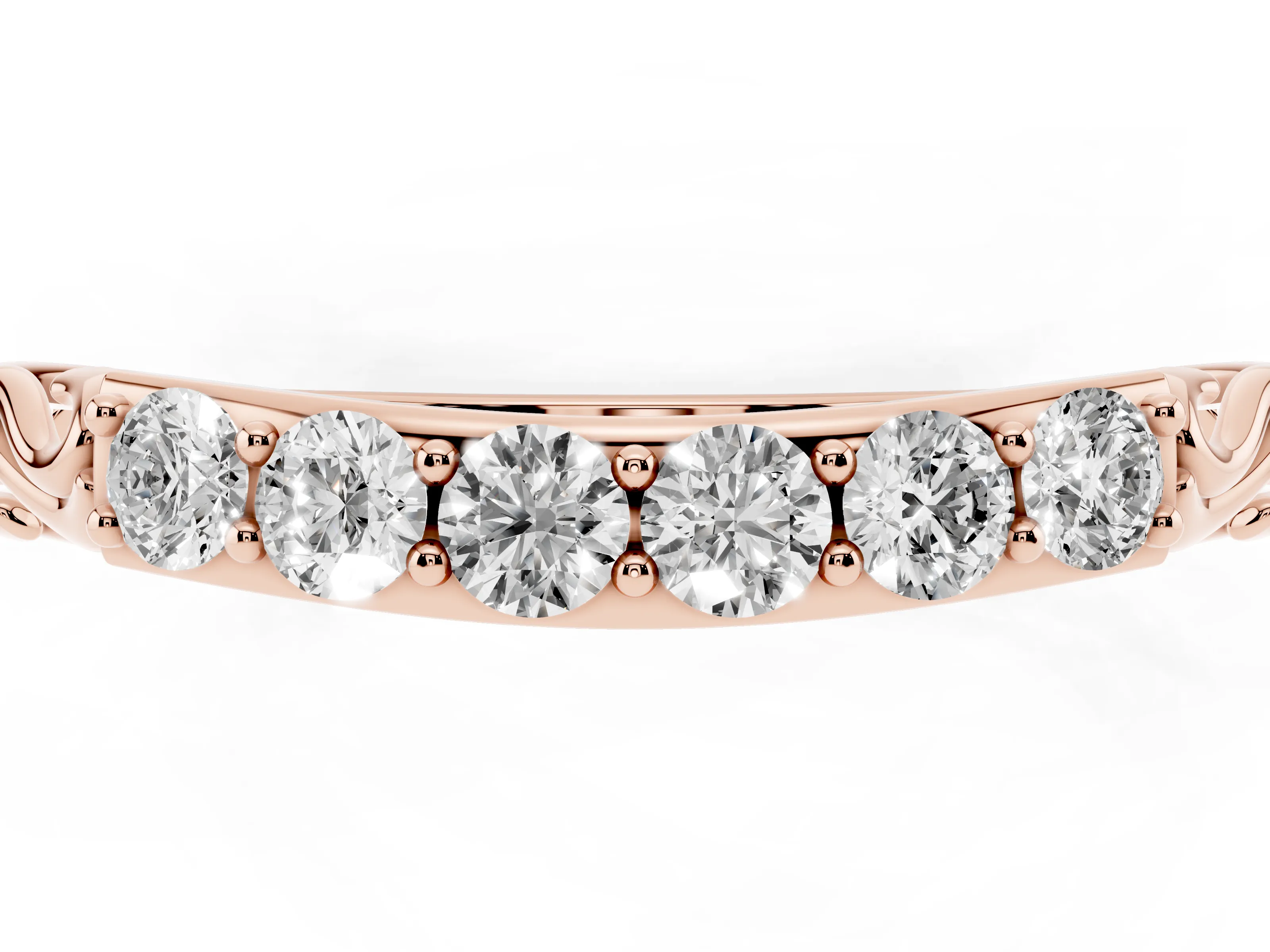 Round Diamond Bar Set Eternity Band Set in Rose gold with Filigree Sides