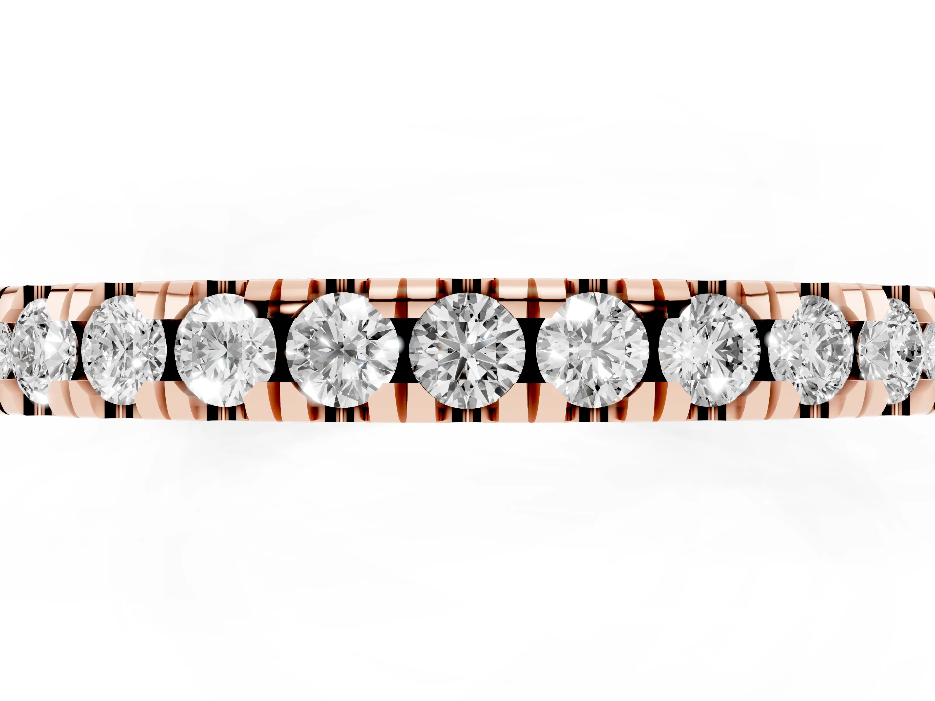 Round Diamond Eternity Band Set in Rose gold with Pavé-Set Row