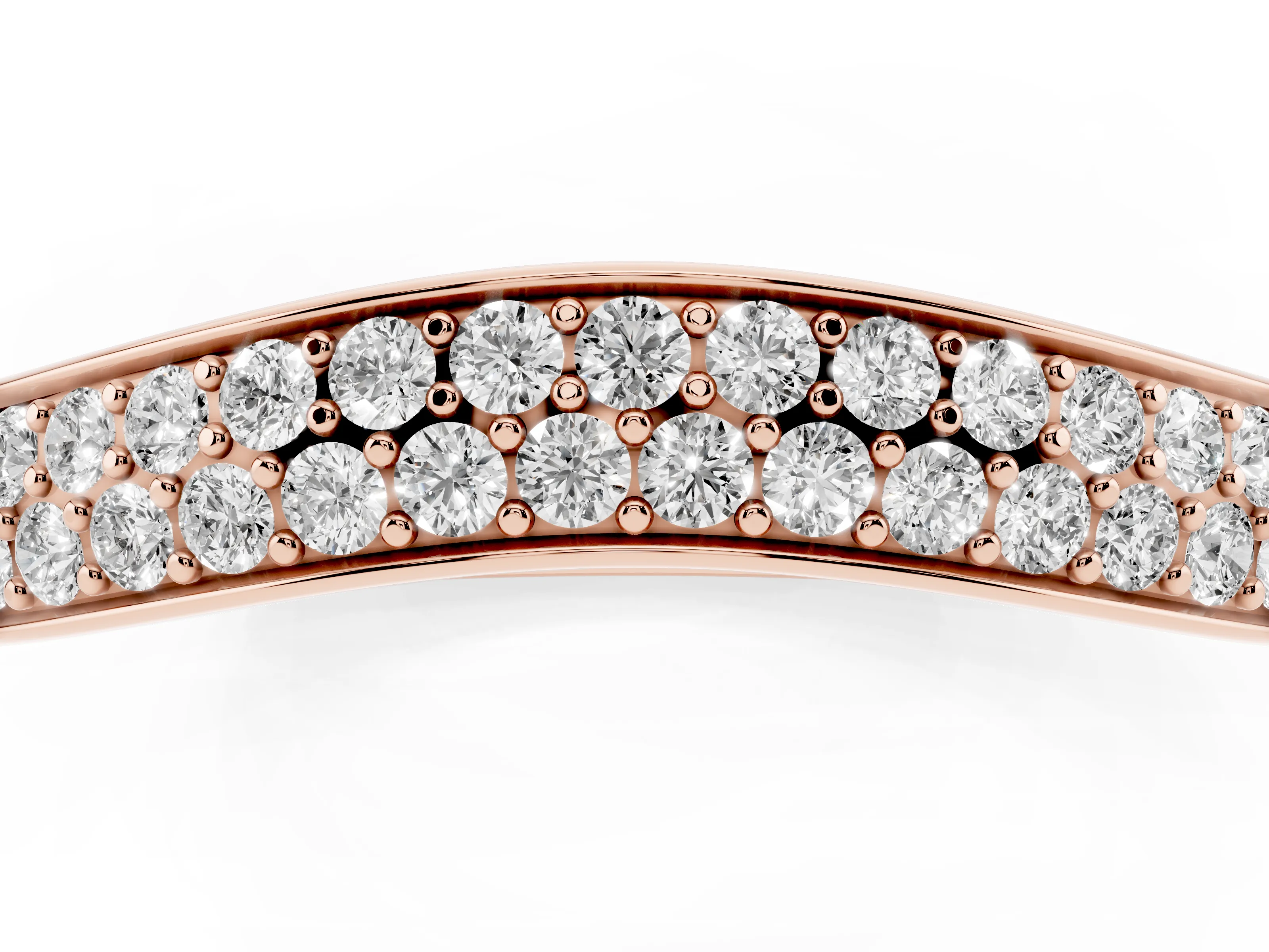 Round Diamond Pavé Contour Band Set in Rose gold