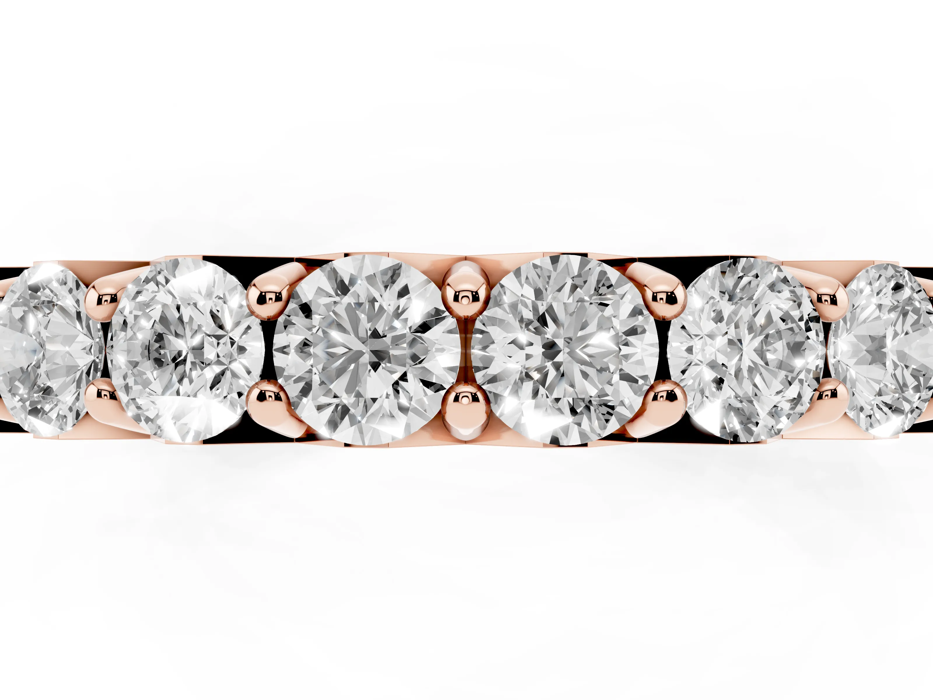 Round Diamond Half Eternity Band Set in Rose gold with Classic Prong Setting