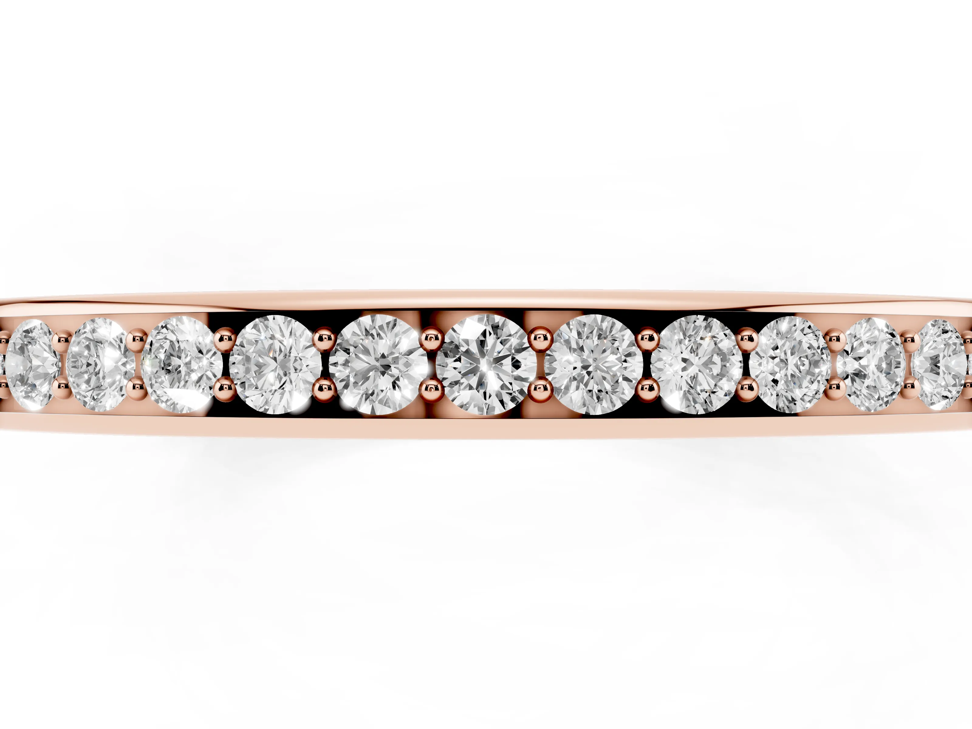 Round Diamond Pavé Half Eternity Band Set in Rose gold with Open Lower Shank