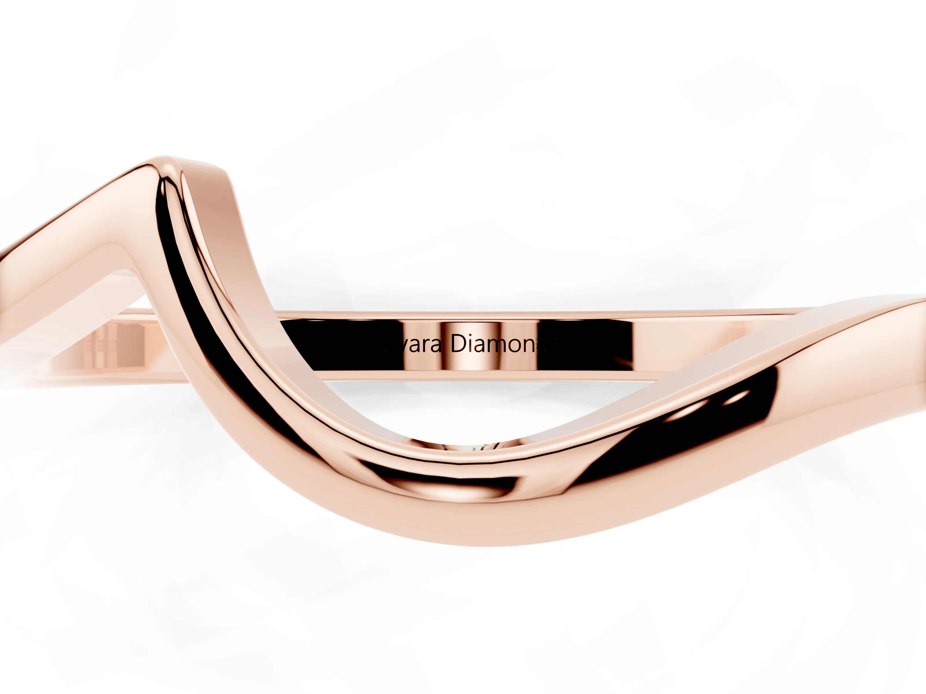 Round Diamond Curved Solitaire Band Set in Rose gold with Prong Setting