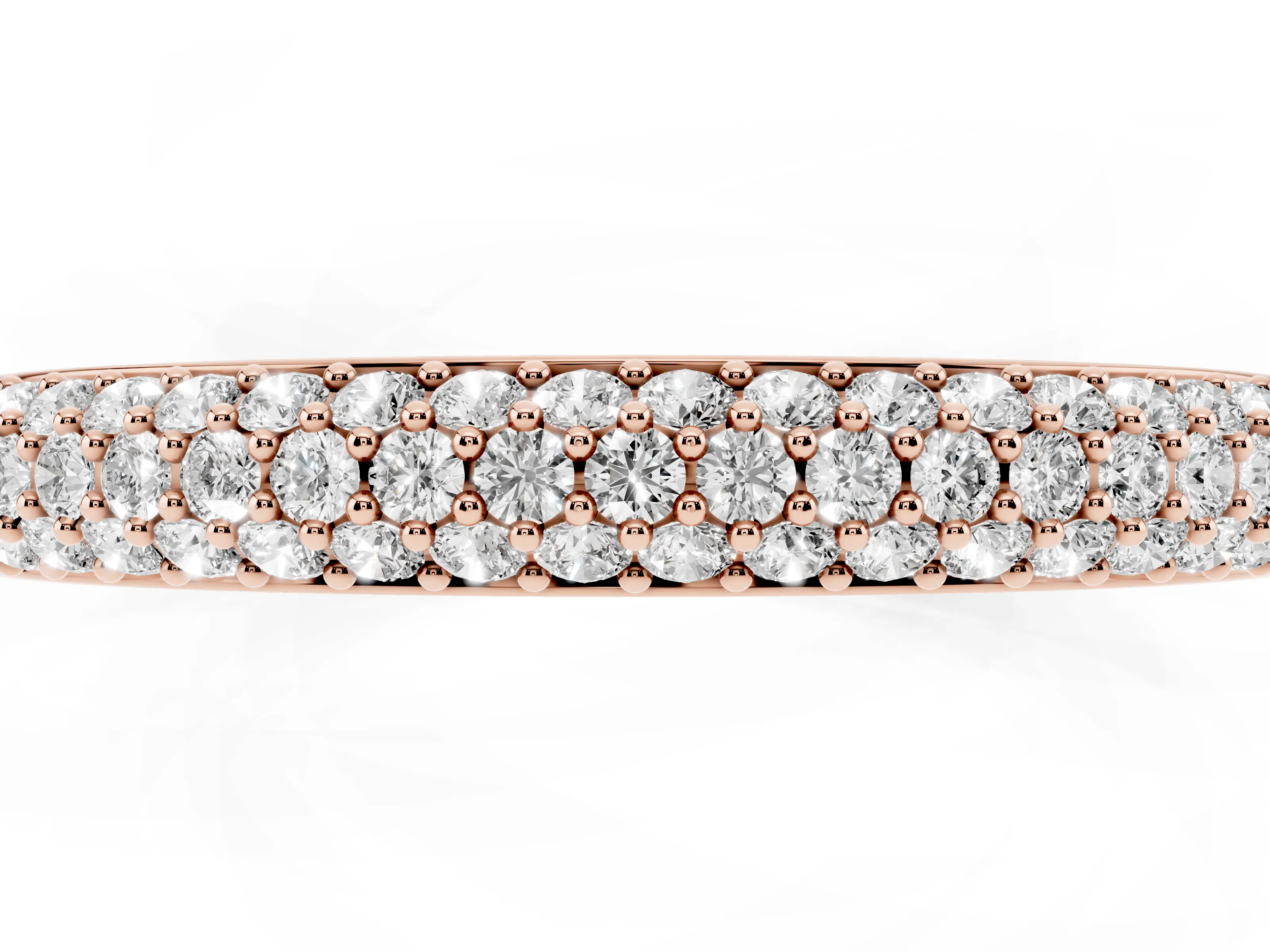 Round Diamond Three-Row Pavé Eternity Band Set in Rose gold