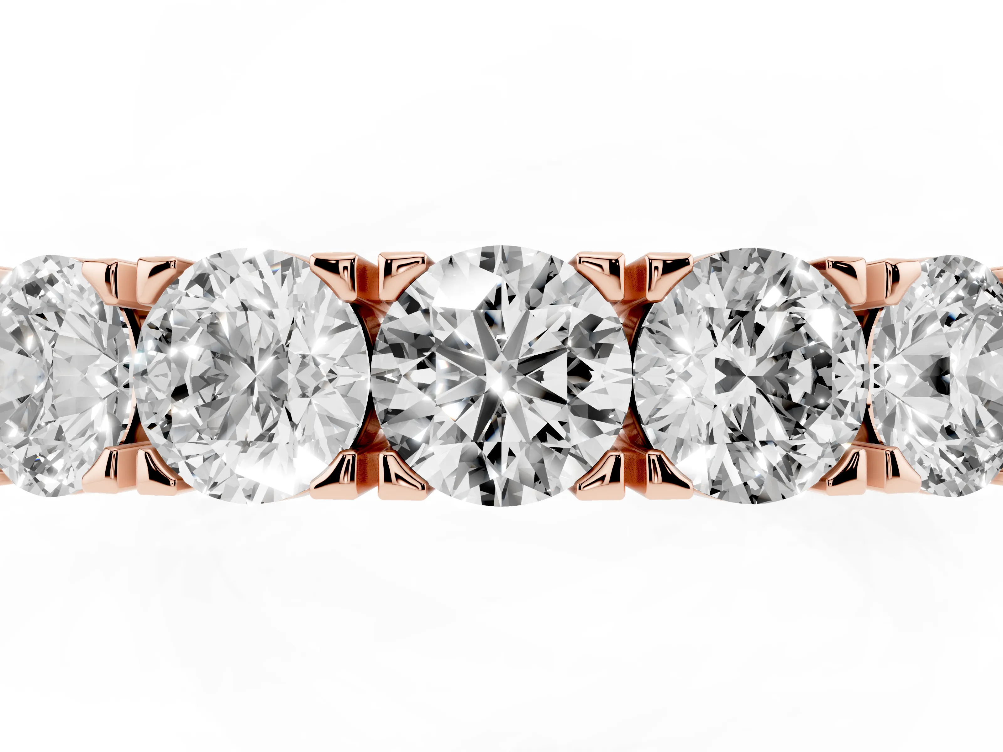 Five-Stone Round Diamond Aligned Row Band Set in Rose gold with Prong Setting