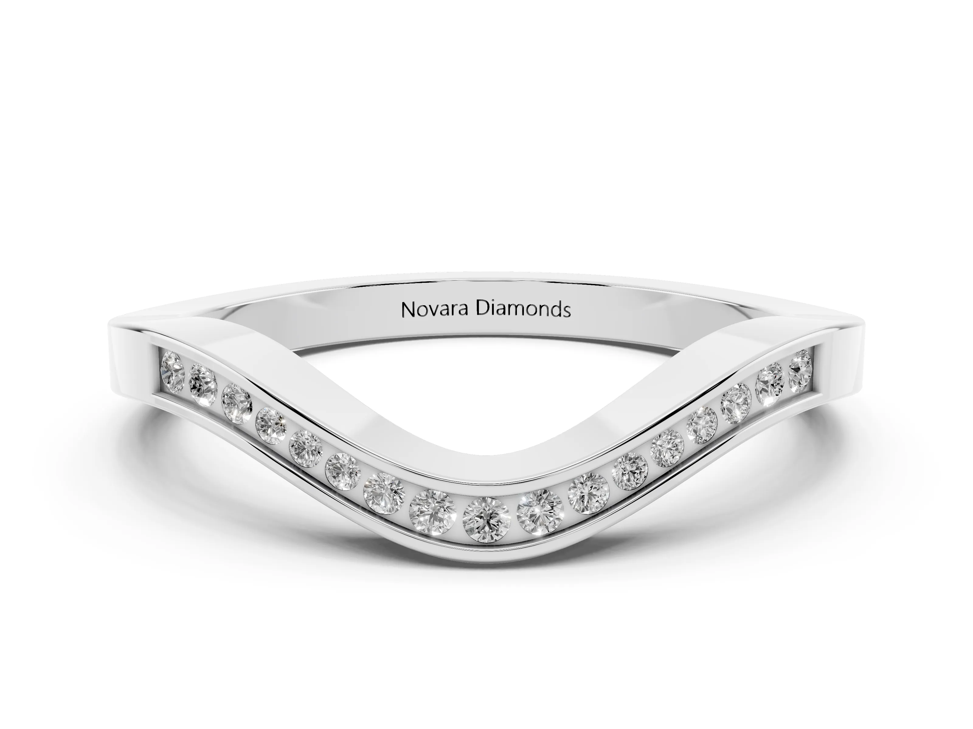 Round Diamond Wave Band Set in Platinum with Channel Setting