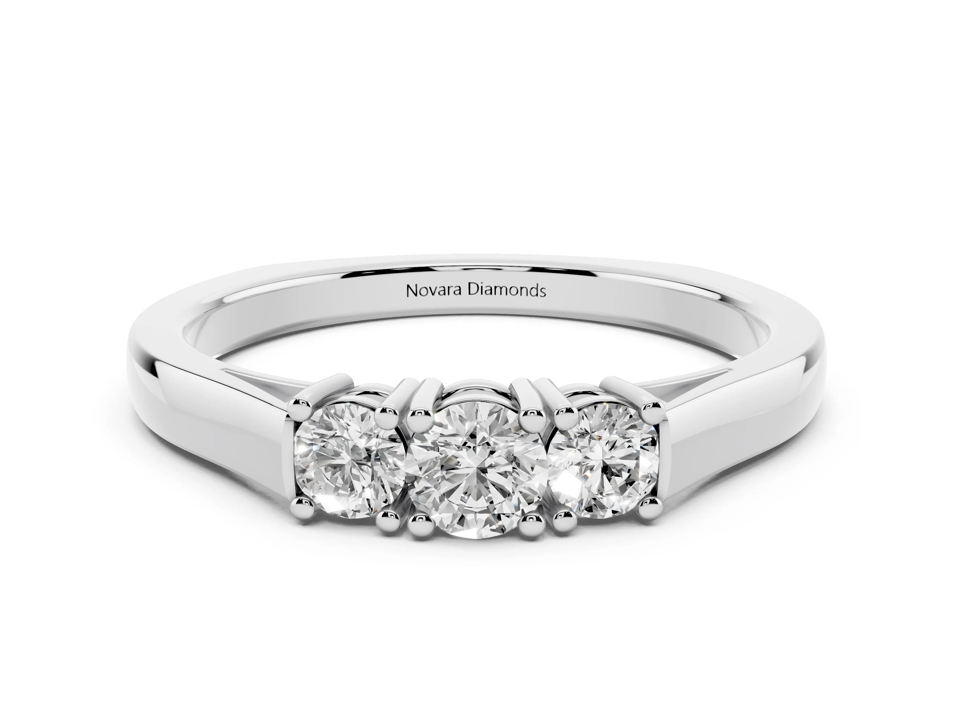 Three-Stone Round Diamond Channel Band Set in Platinum with Prong Accents