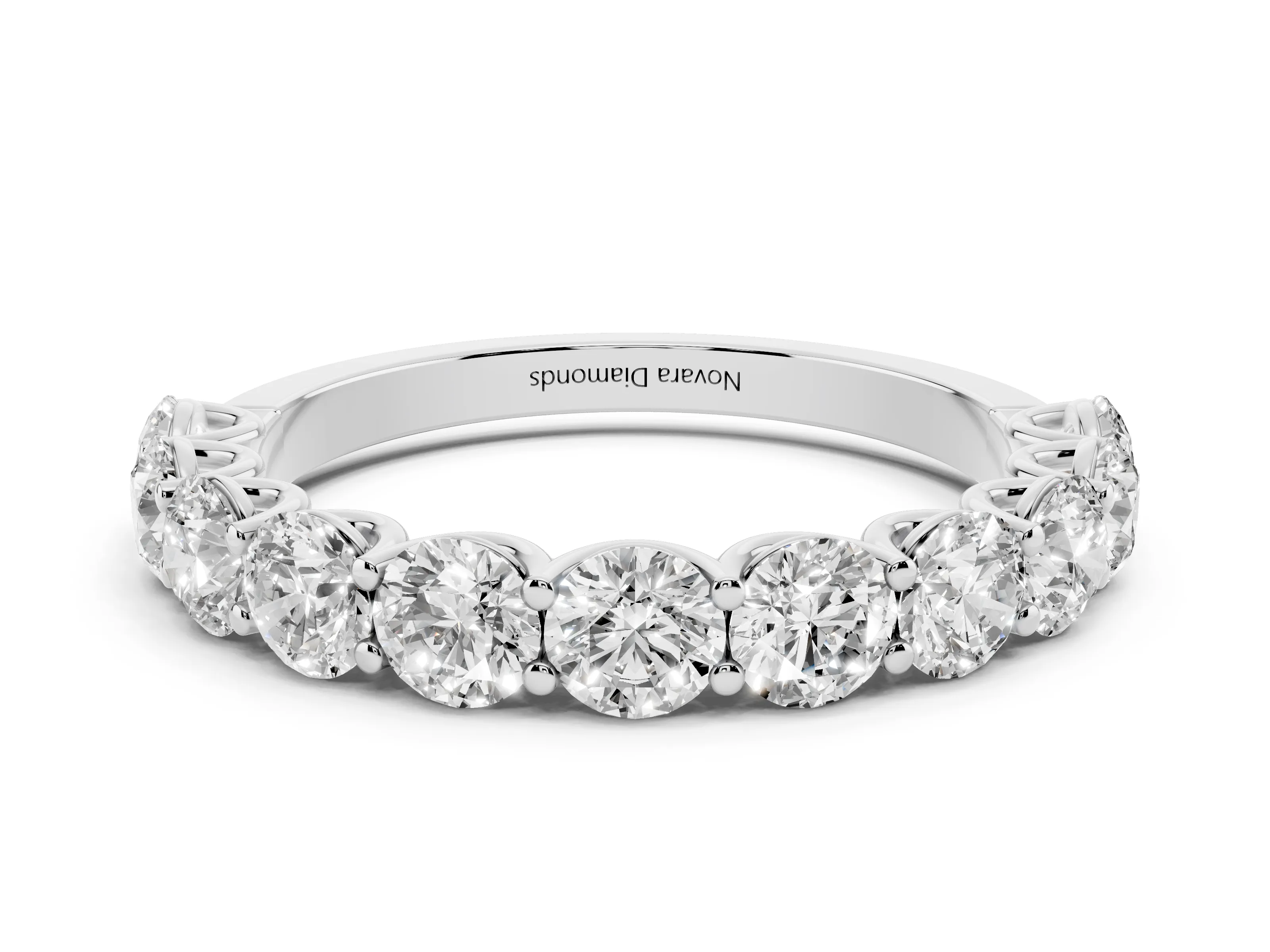 Round Diamond Shared Prong Eternity Band Set in Platinum
