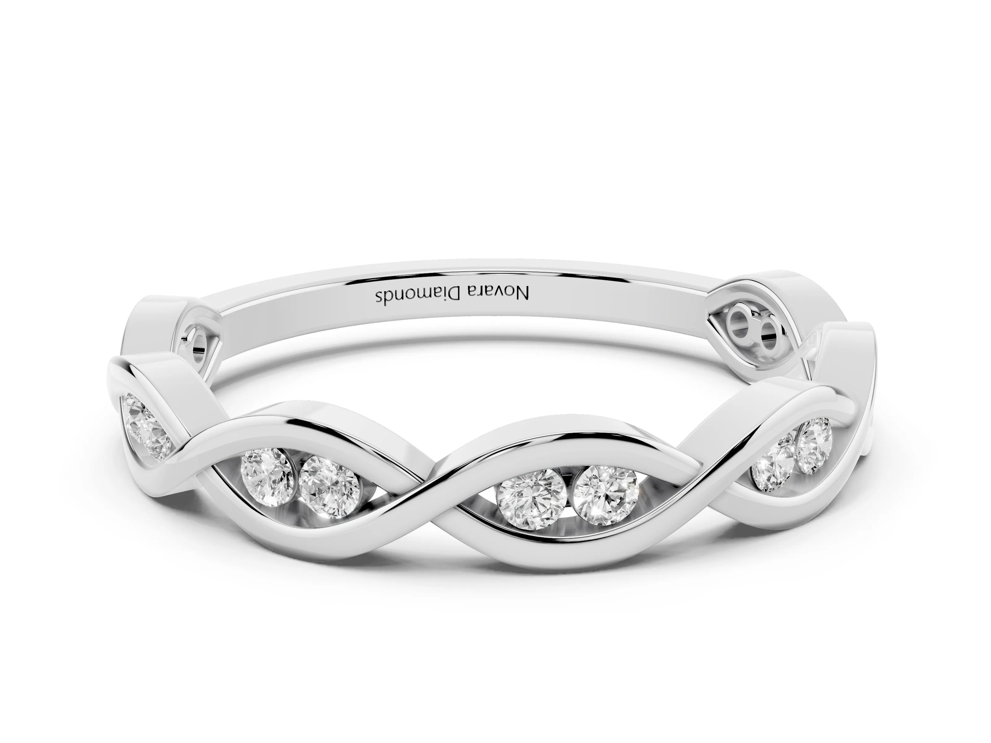 Round Diamond Twist Eternity Band Set in Platinum with Bezel Setting