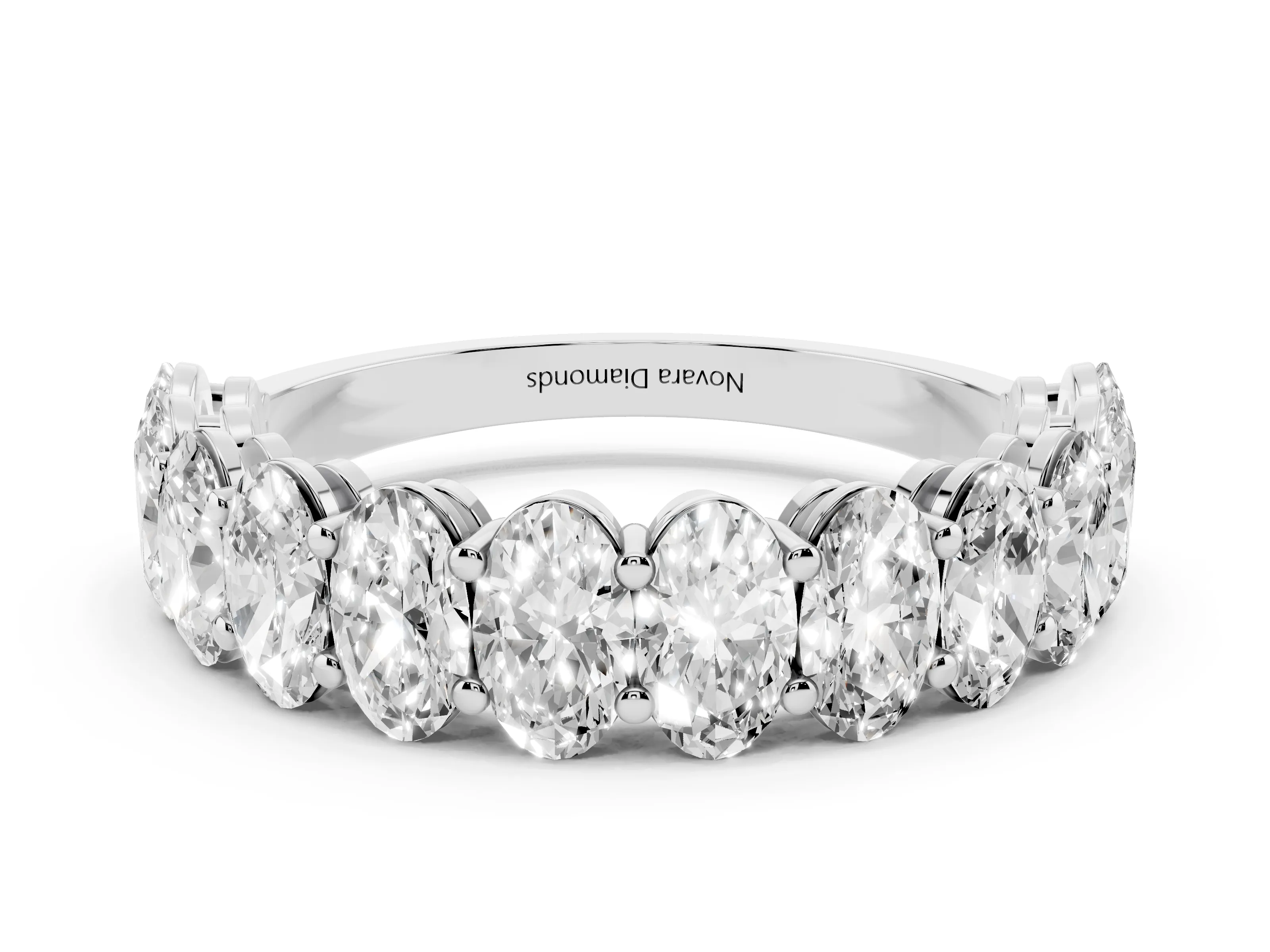 Oval Diamond Eternity Band Set in Platinum with Prong Setting