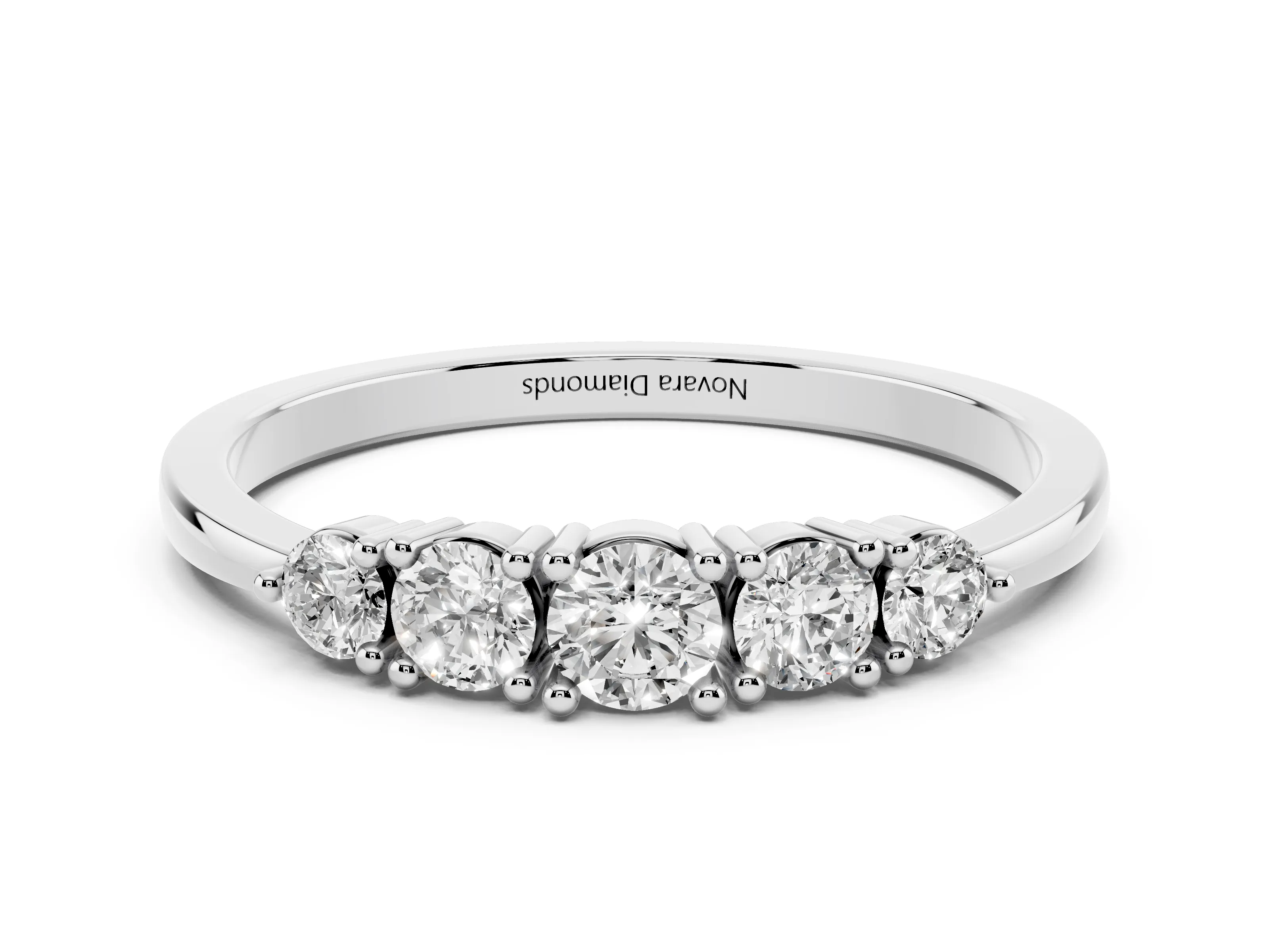 Round Diamond Half Eternity Band Set in Platinum with Prong Setting