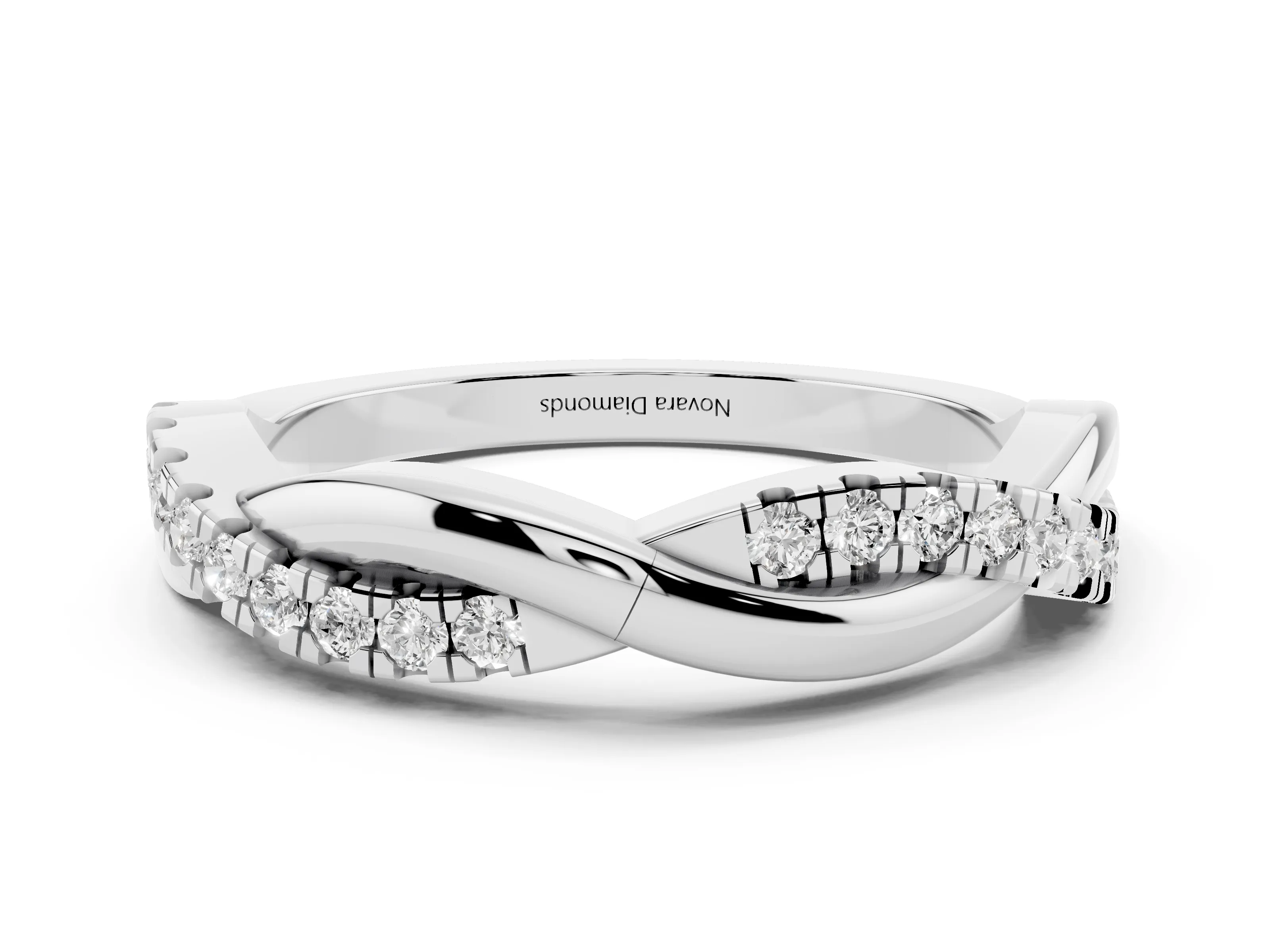 Round Diamond Twisted Infinity Band Set in White gold with Spaced Prong Settings