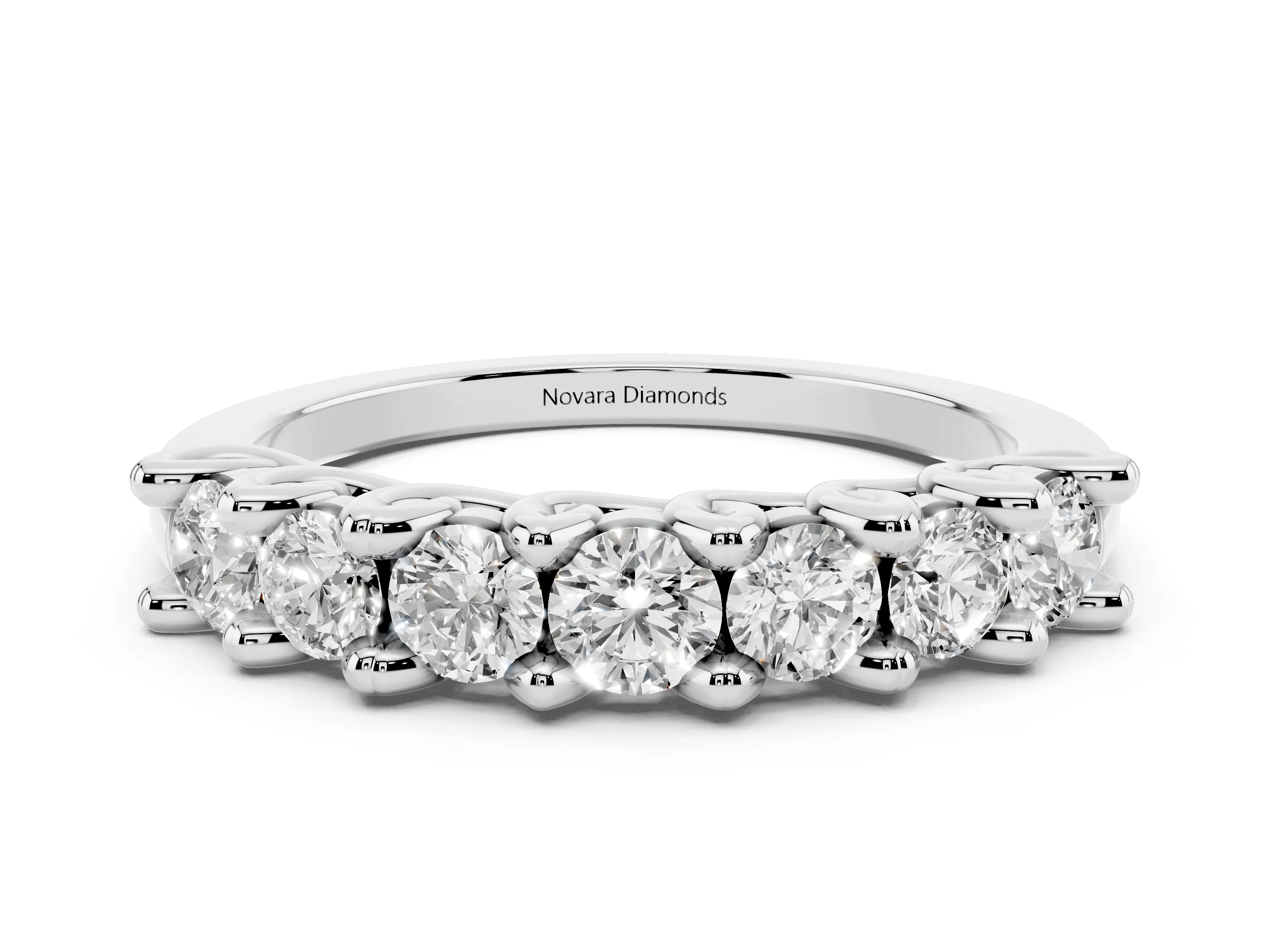 Round Diamond Half Eternity Band Set in Platinum with Secure Prong Setting