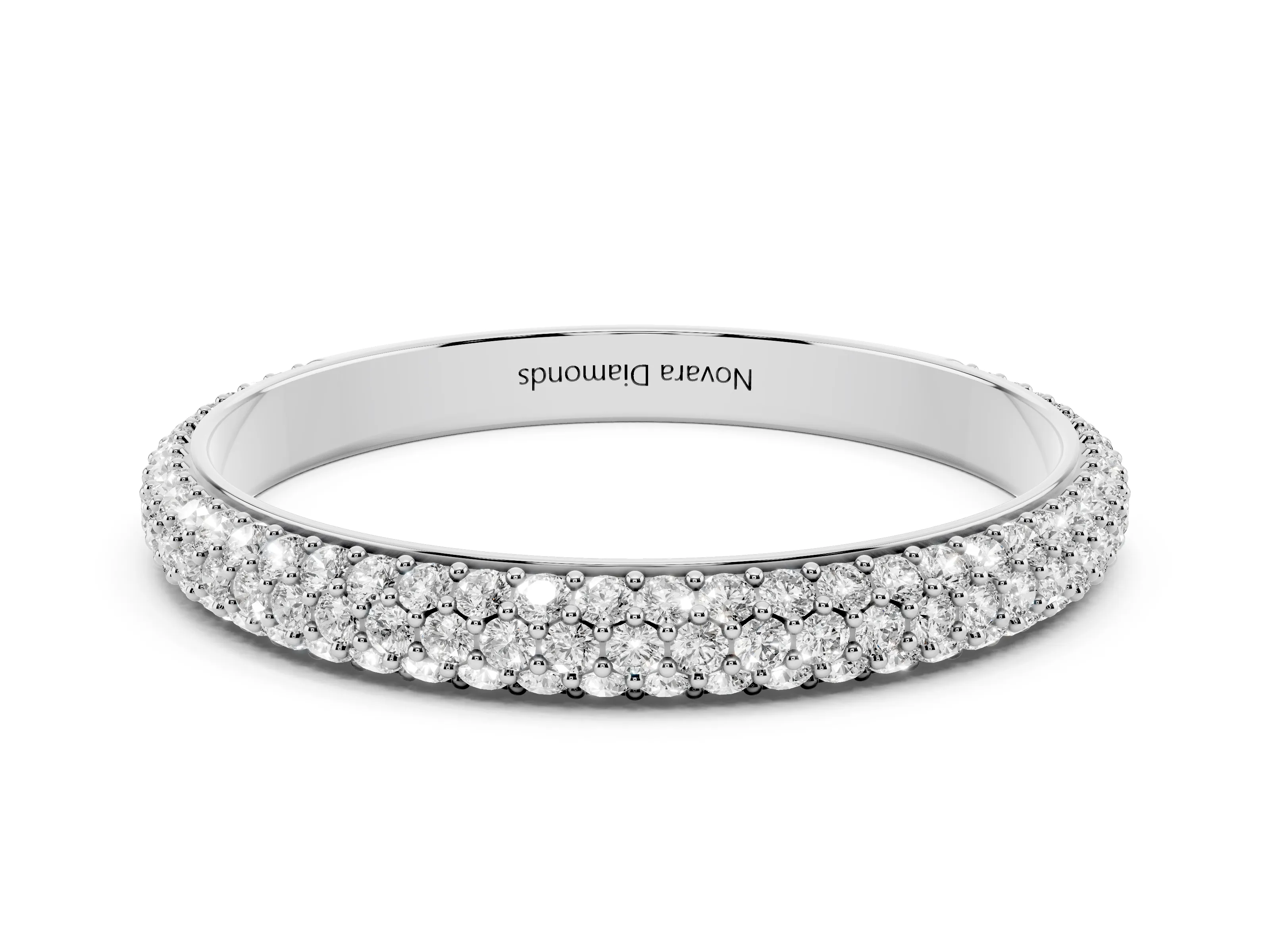 Round Diamond Three-Row Pavé Eternity Band Set in Platinum